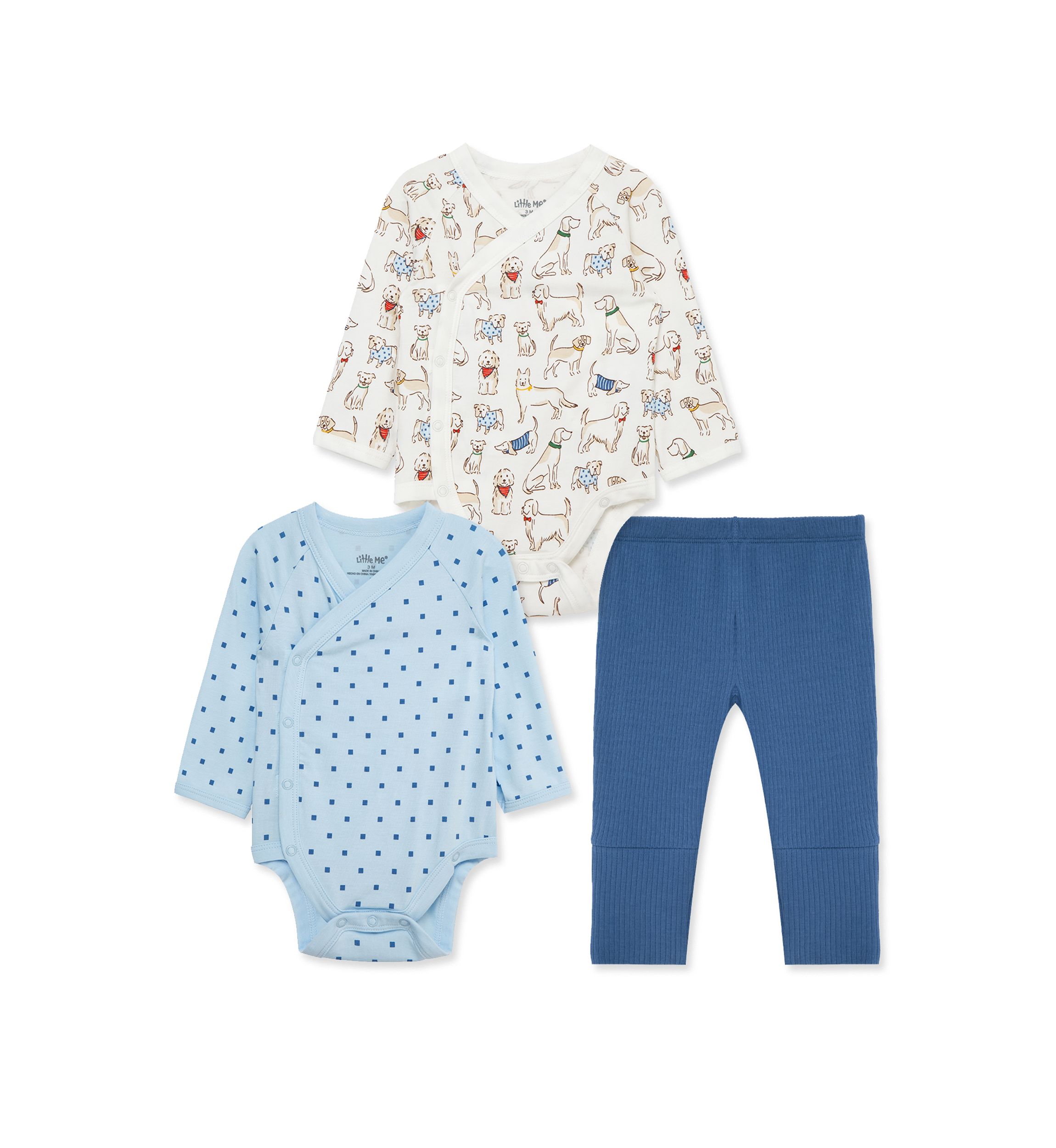 Baby Boys 3 Piece Bodysuit Pant Set