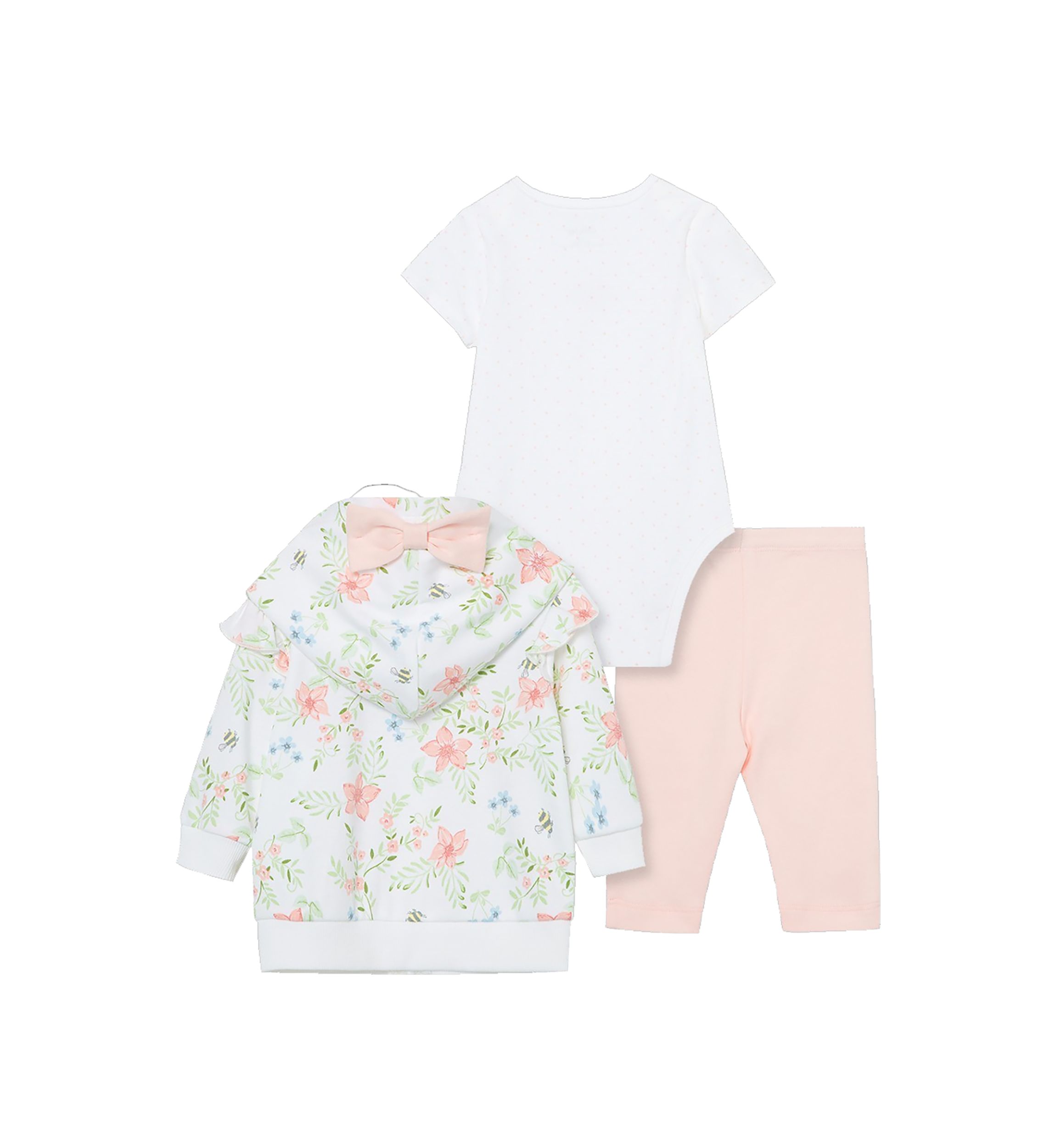 Baby Girls Floral Jacket, Bodysuit, and Leggings Set