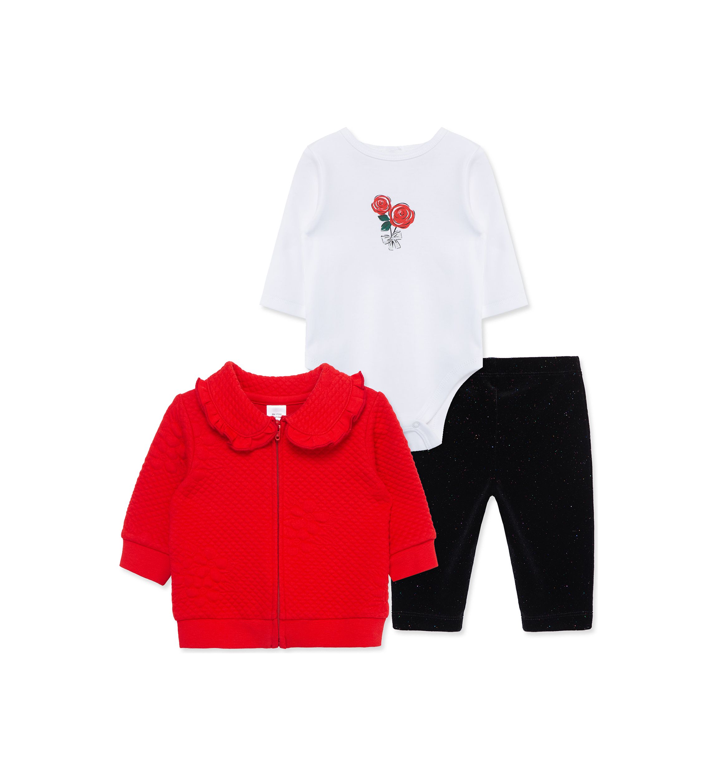 Baby Girls Roses 3 Piece Jacket Set