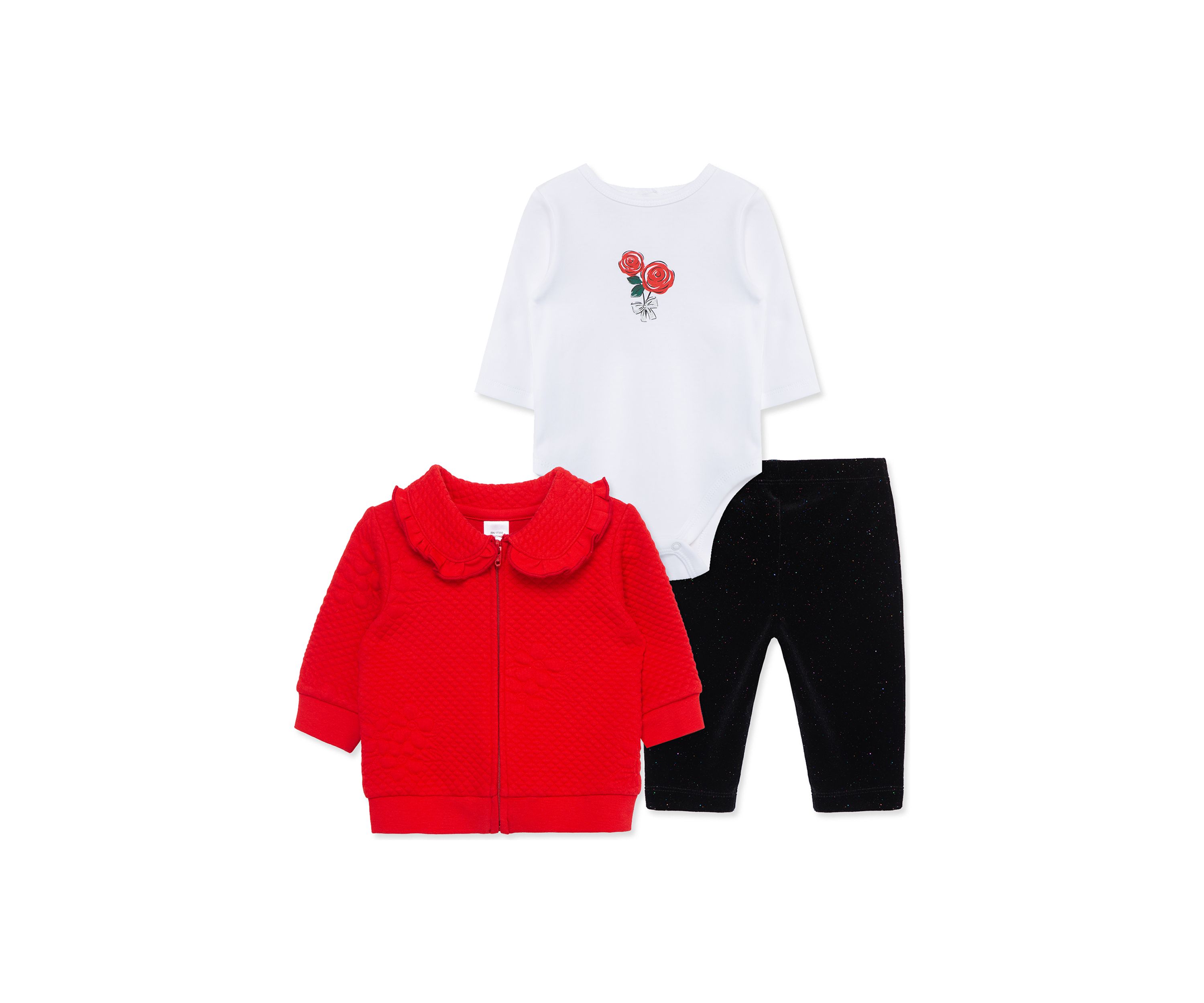 Baby Girls Roses 3 Piece Jacket Set