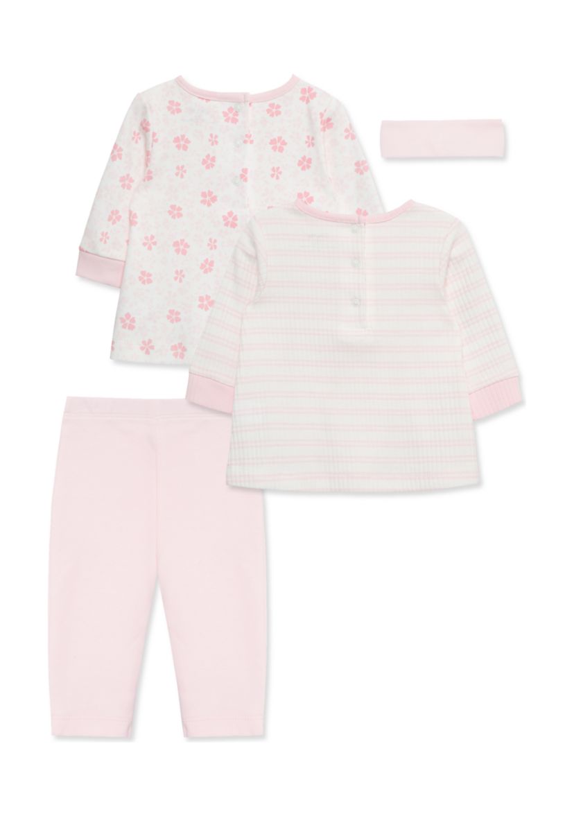 Baby Girls Petals 3 Piece Pant Set with Headband