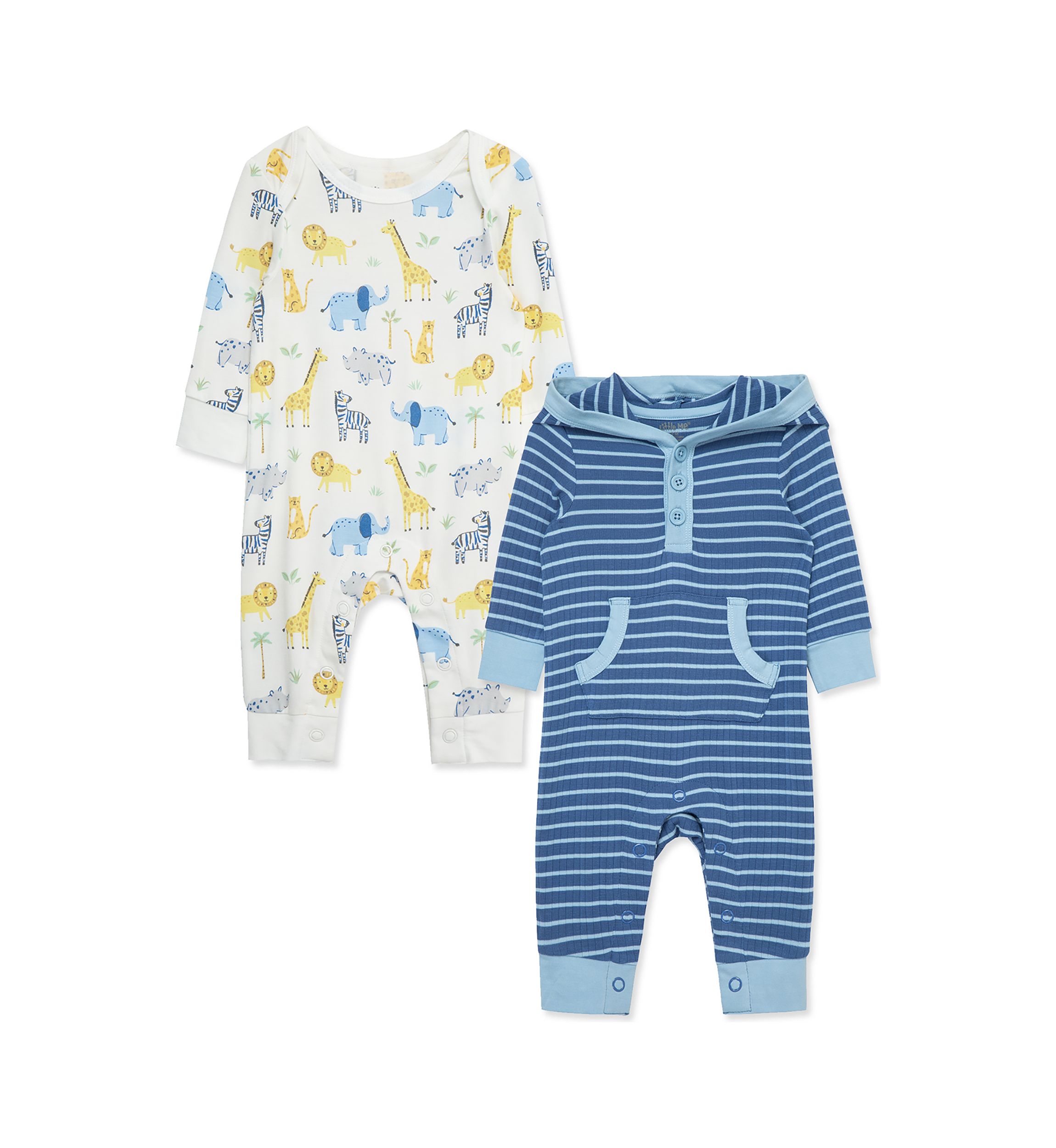 Baby Boys Jungle Fun 2 Pack Coveralls