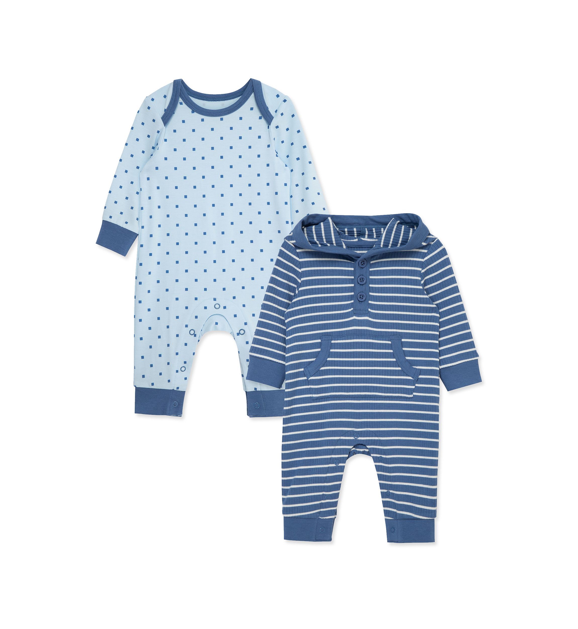 Baby Boys Geo Stripe 2 Pack Coveralls