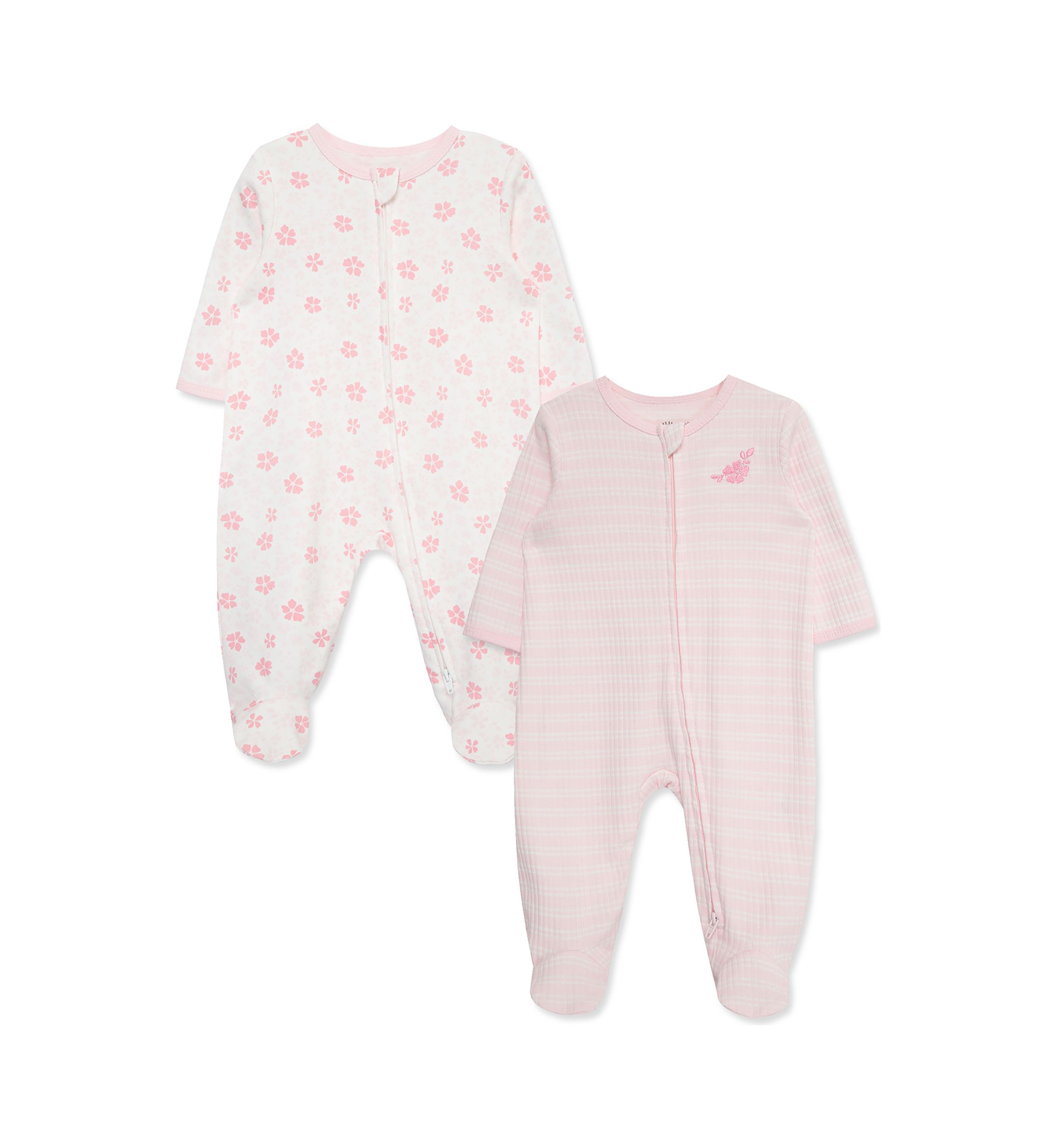 Baby Girls Petals 2 Pack Footies