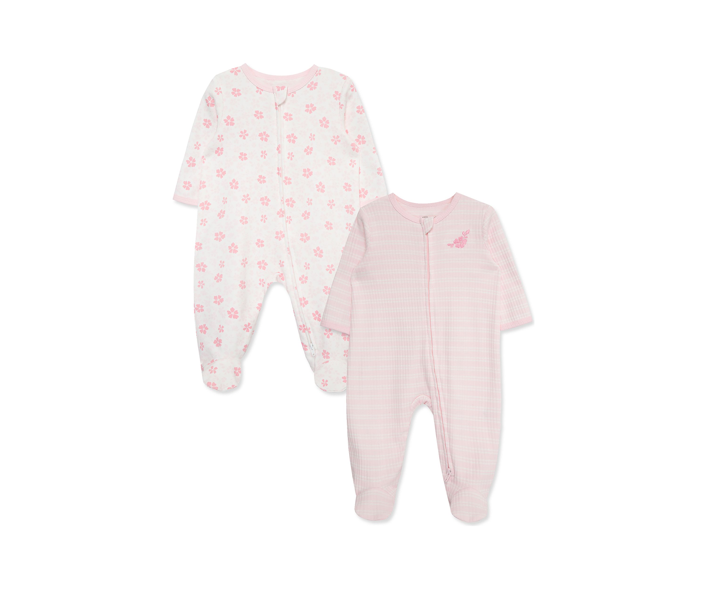 Baby Girls Petals 2 Pack Footies