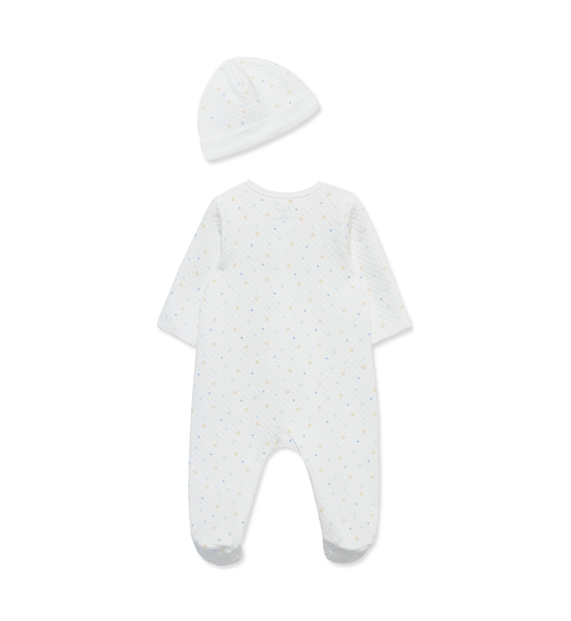 Baby Boys Cuddles Quilted Printed Footie Pajamas with Hat
