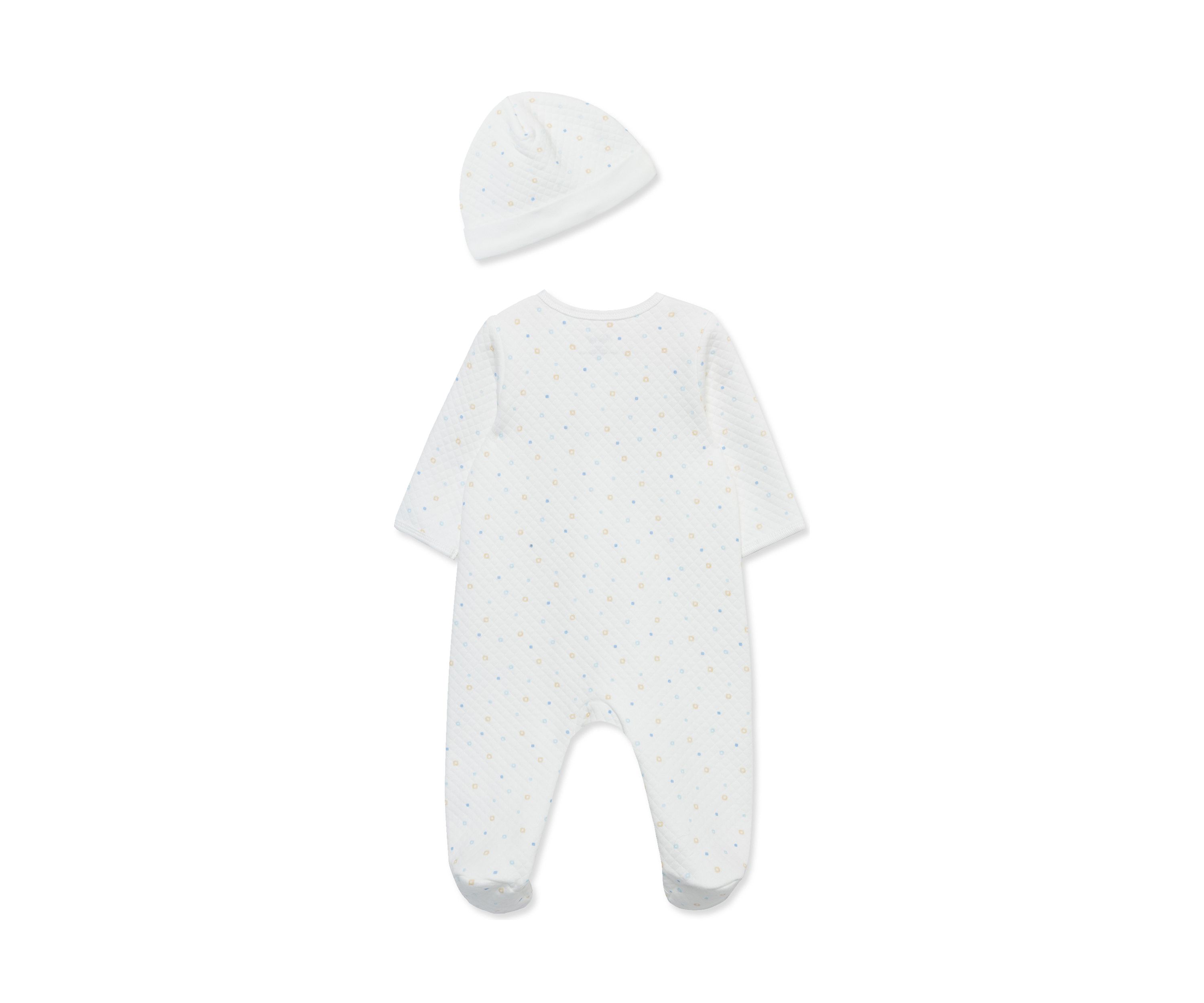 Baby Boys Cuddles Quilted Printed Footie Pajamas with Hat