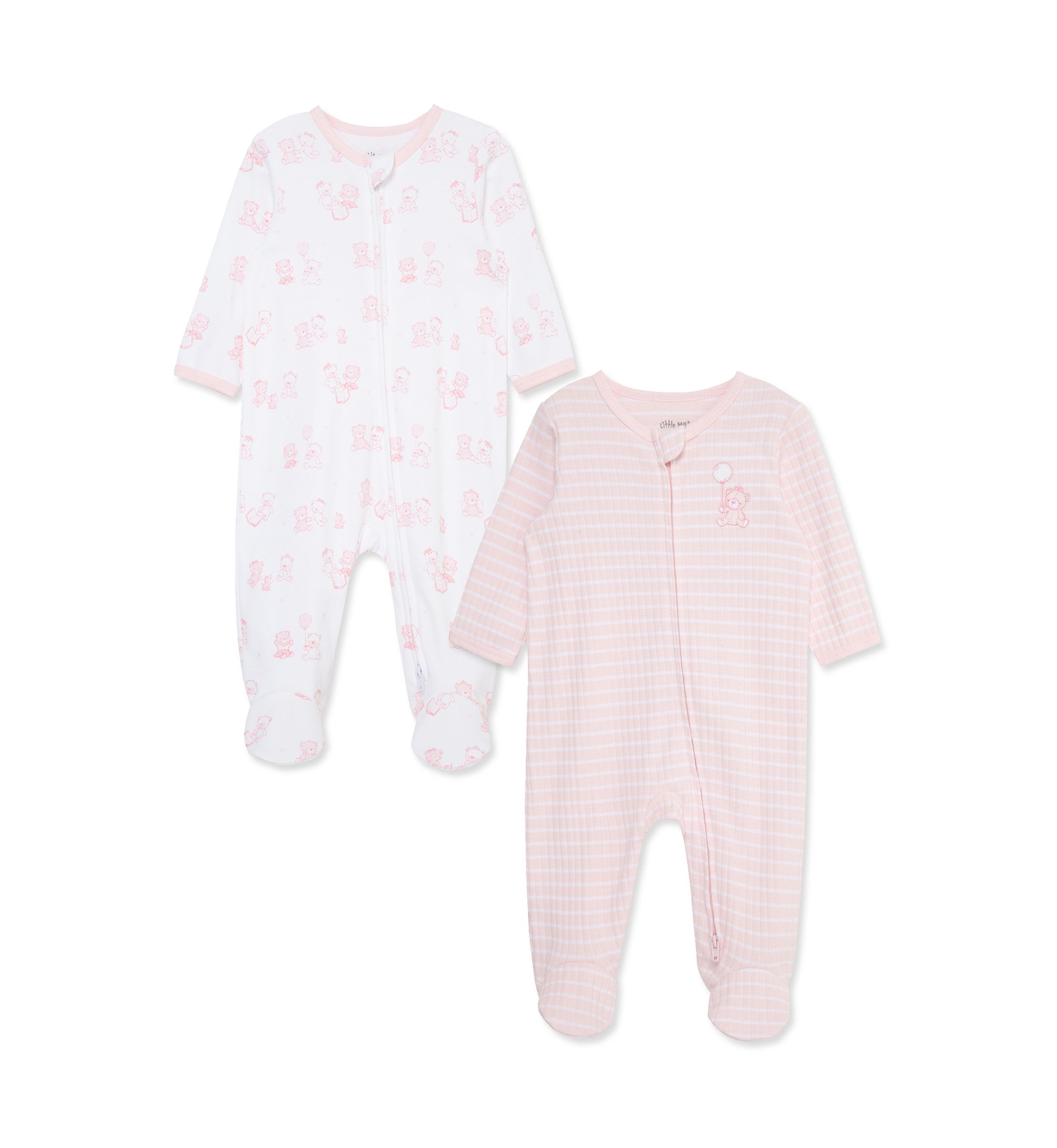 Baby Girls Bears 2 Pack Footies