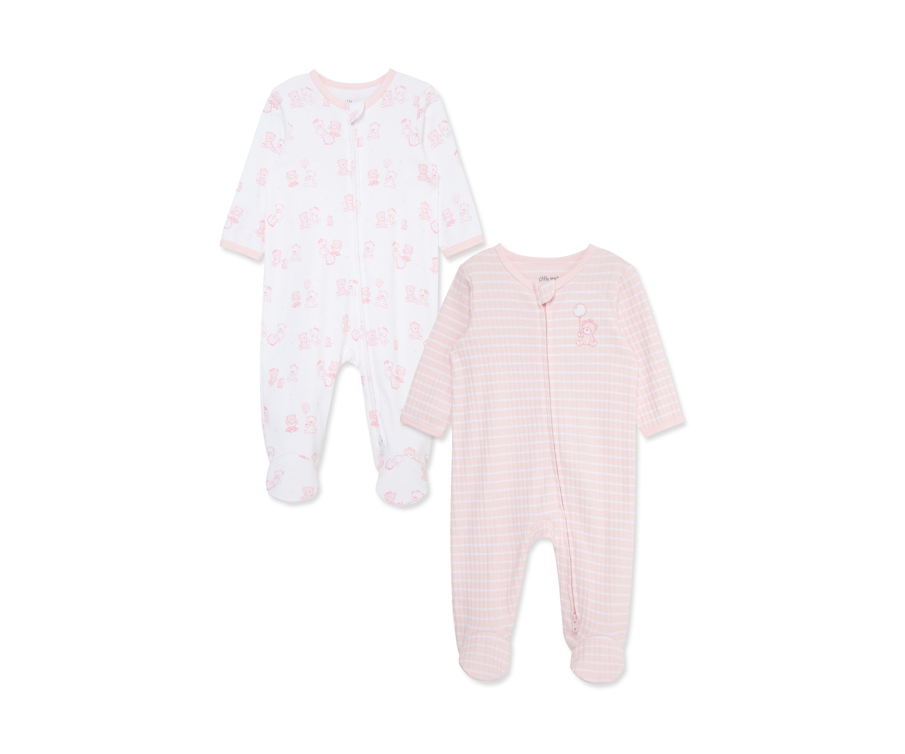 Baby Girls Bears 2 Pack Footies