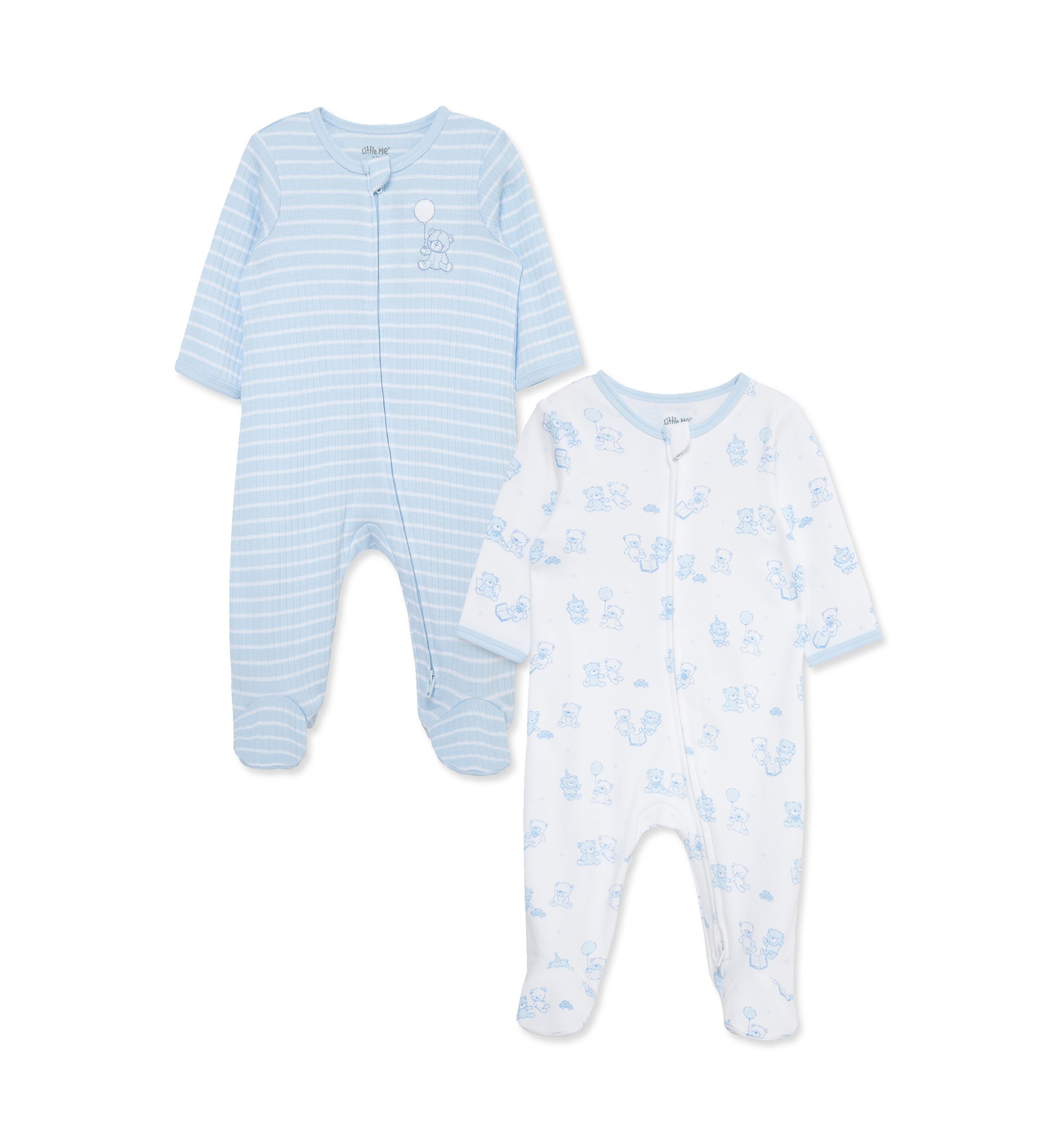 Baby Boys Bears 2 Pack Footies