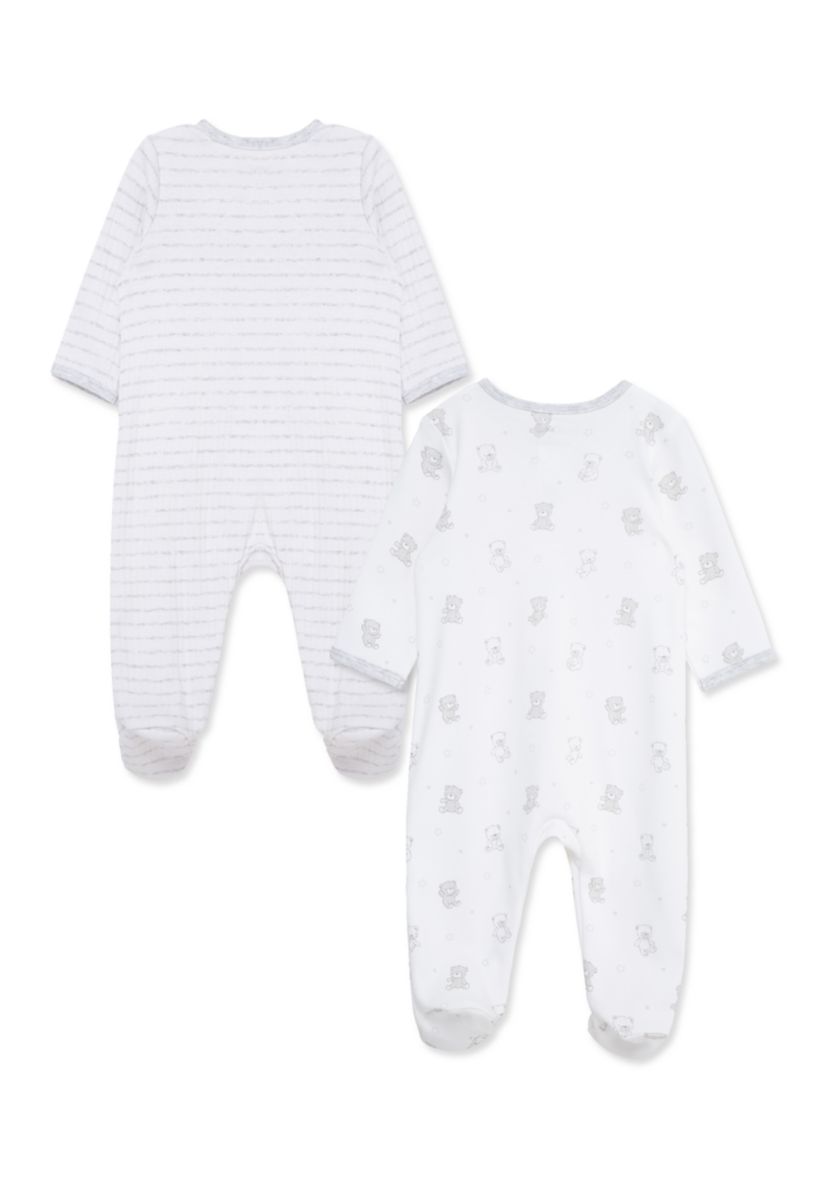Baby Boys Bears 2 Pack Footies
