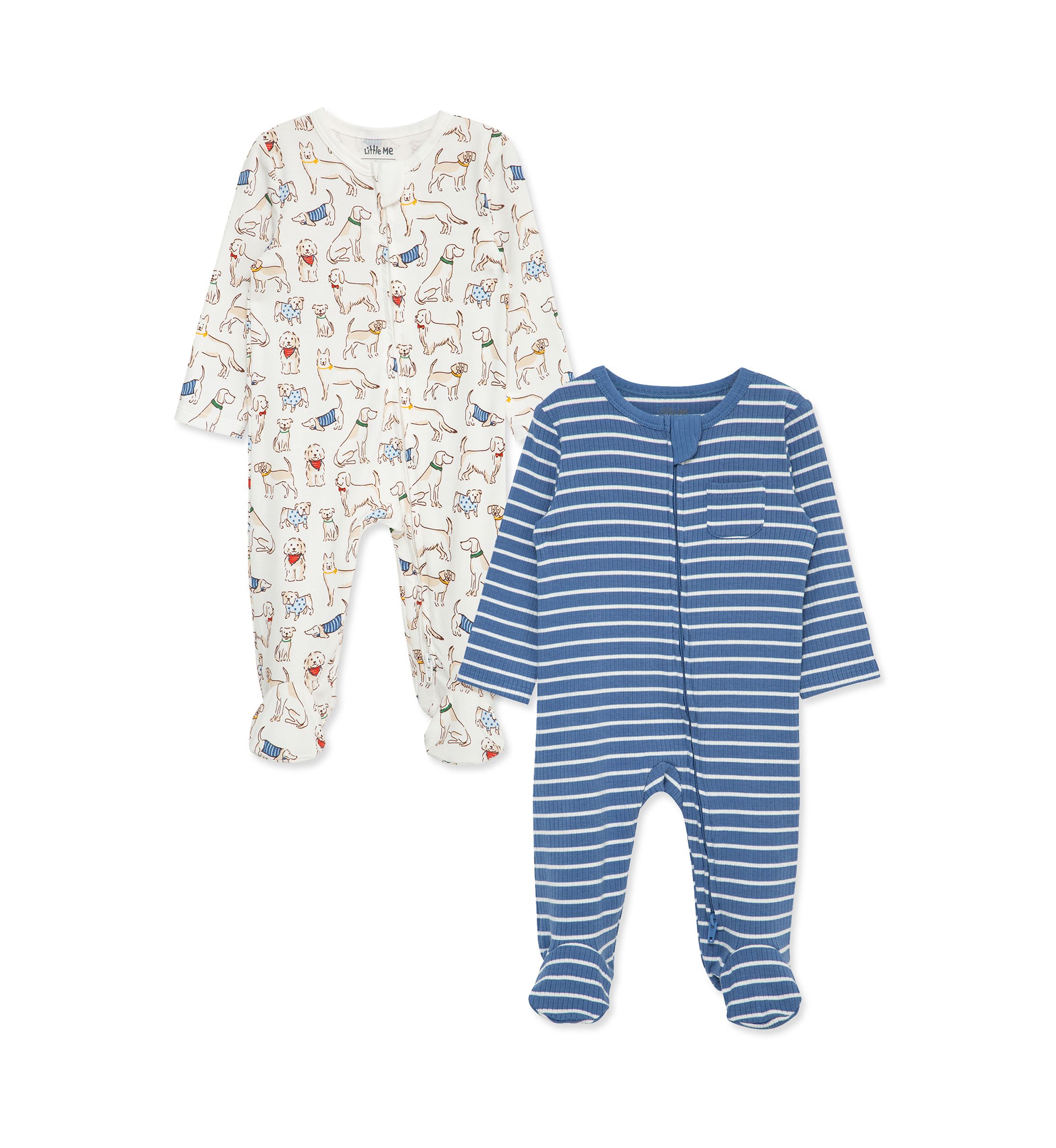Baby Boys Pup Parade 2 Pack Footies