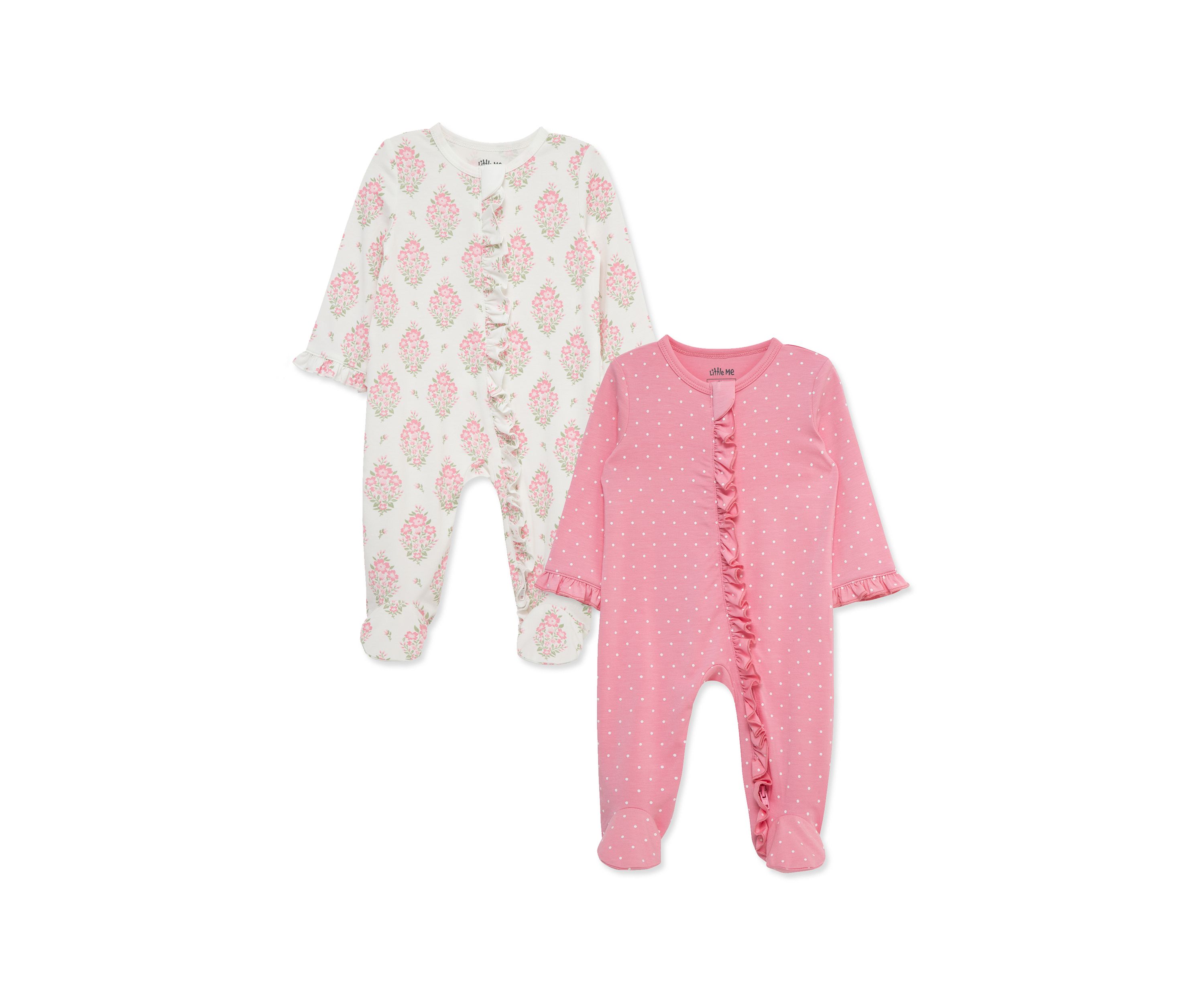 Baby Girls Floral 2 Pack Footies