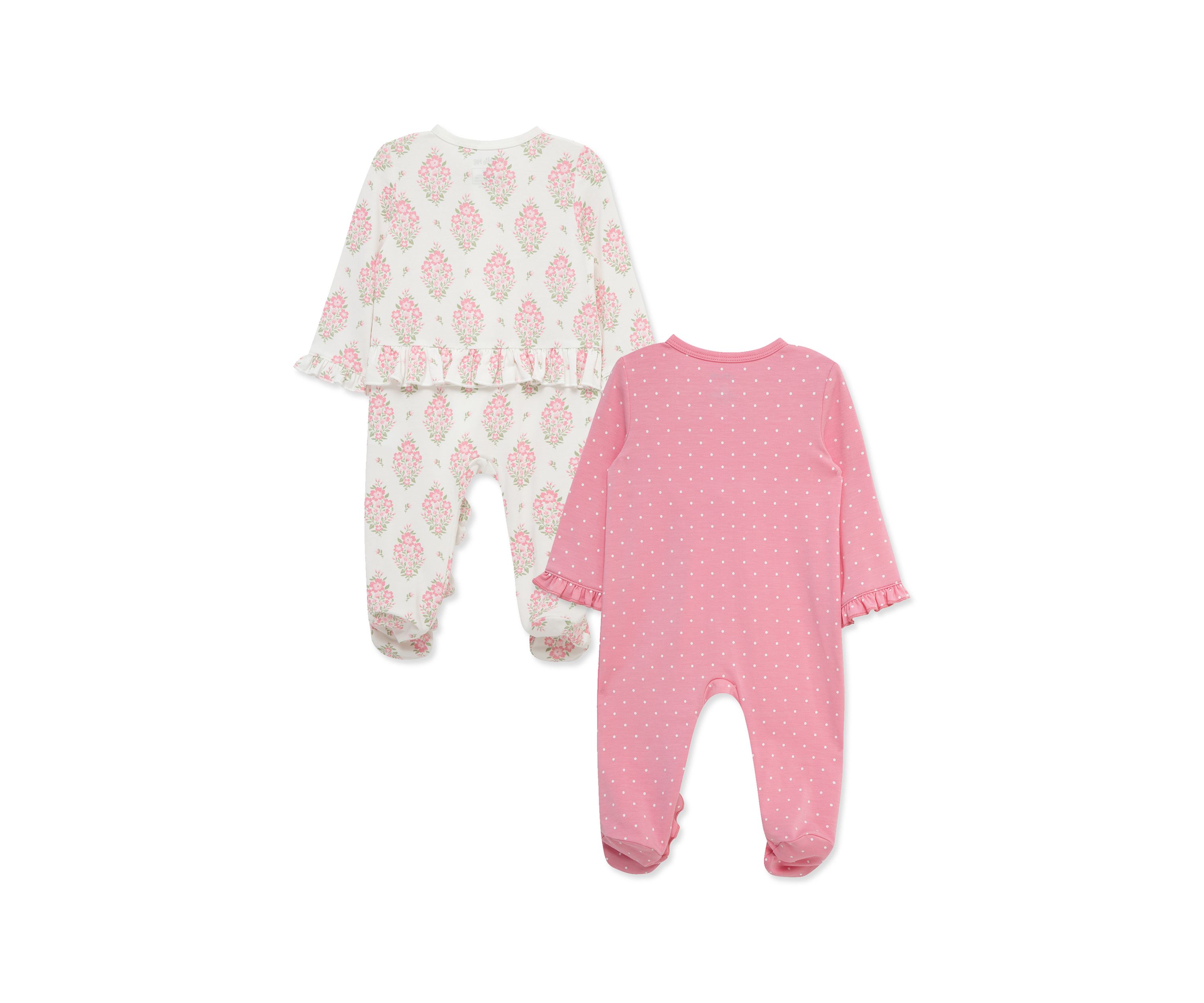 Baby Girls Floral 2 Pack Footies