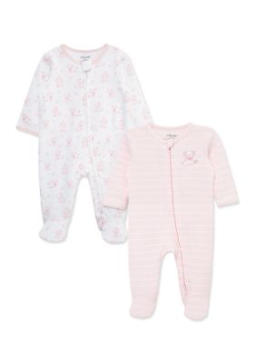 Little Me Baby Girls Puppies 2-Pack Footies Set, Pink, 3 Months