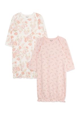 Little Me Baby Girls Fabulous Floral Sleeper Gowns - Pack of 2, Pink, 0 - 3 Months
