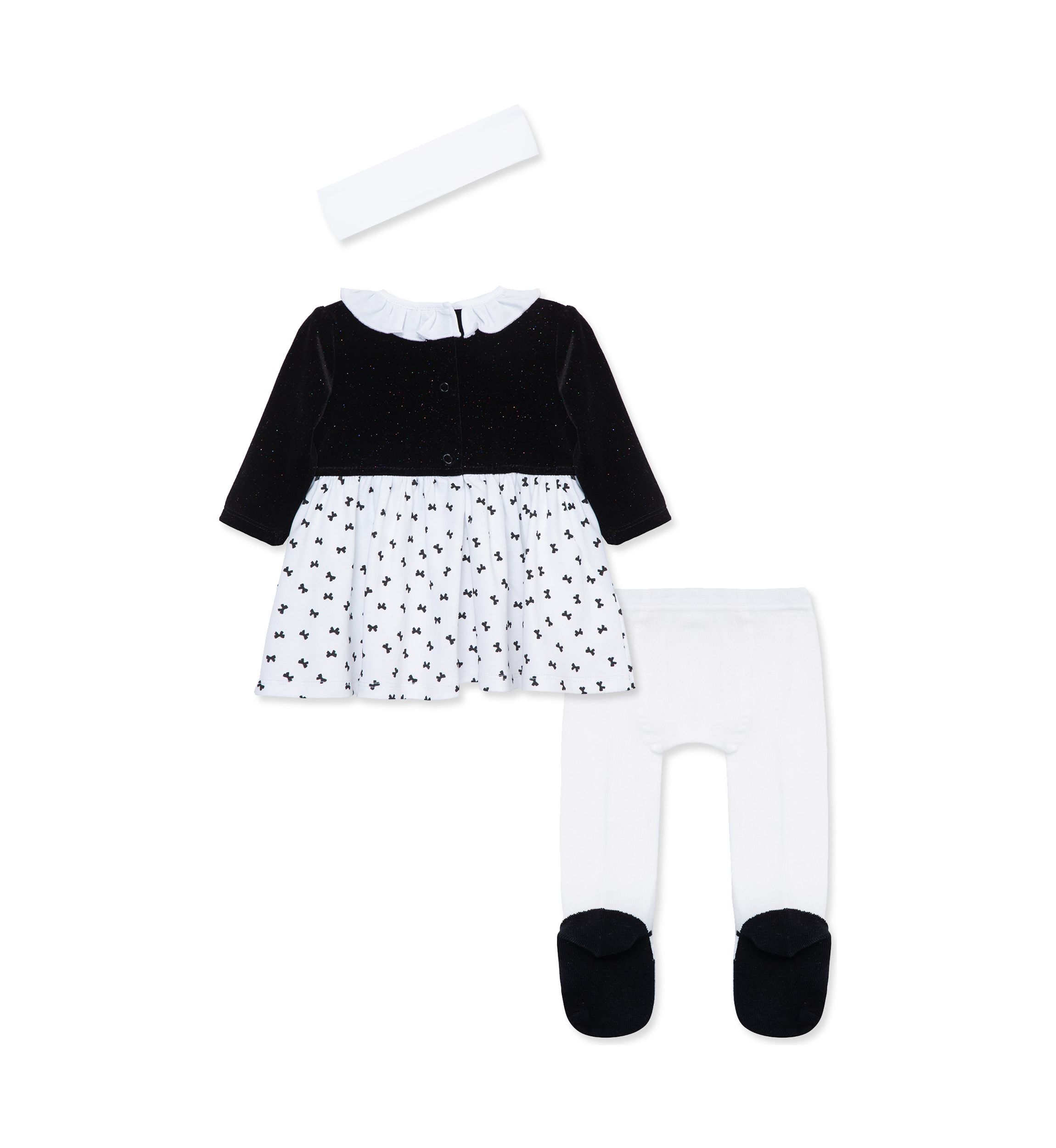 Baby Girls Sparkle Bows Dress Set with Headband