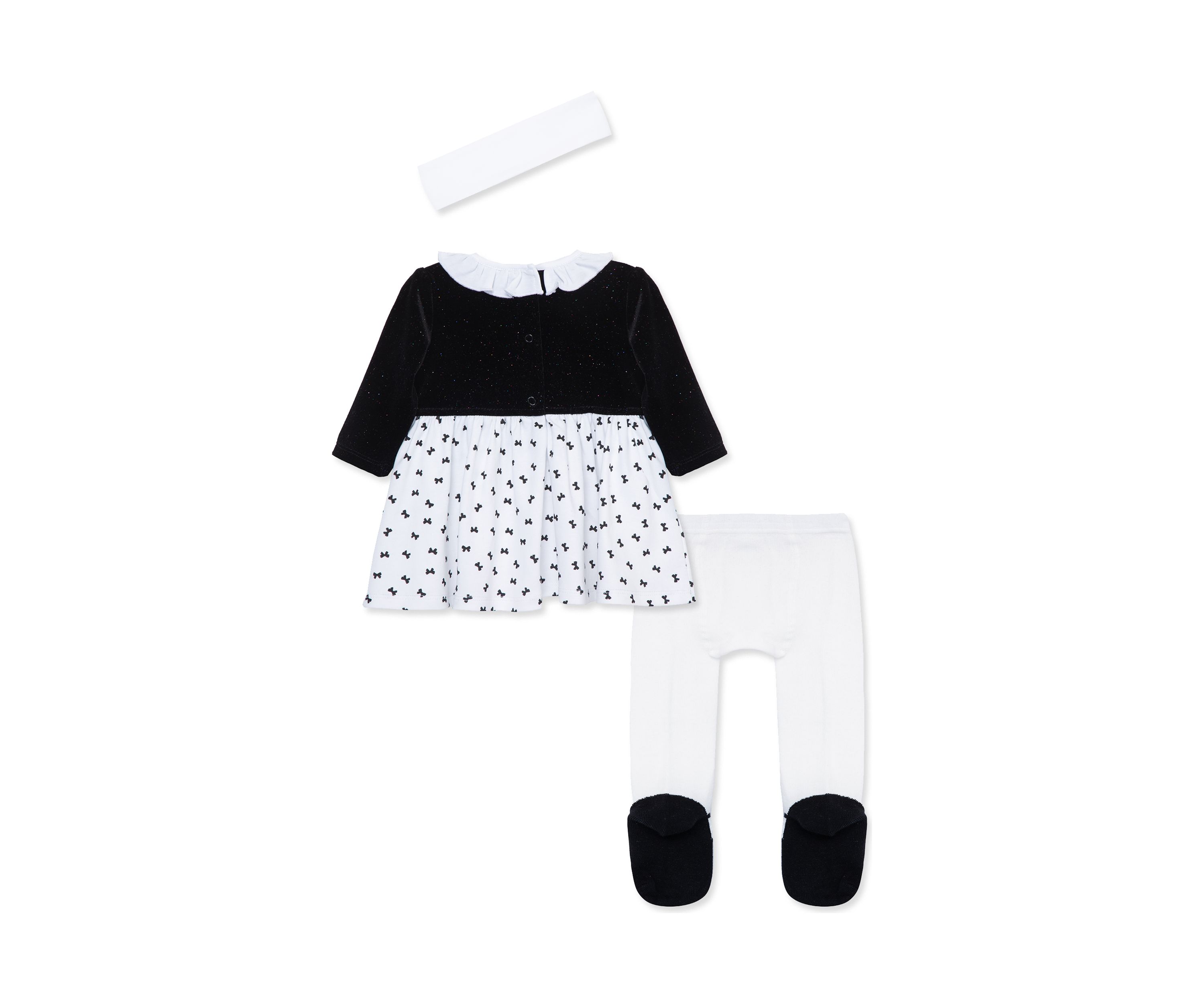 Baby Girls Sparkle Bows Dress Set with Headband