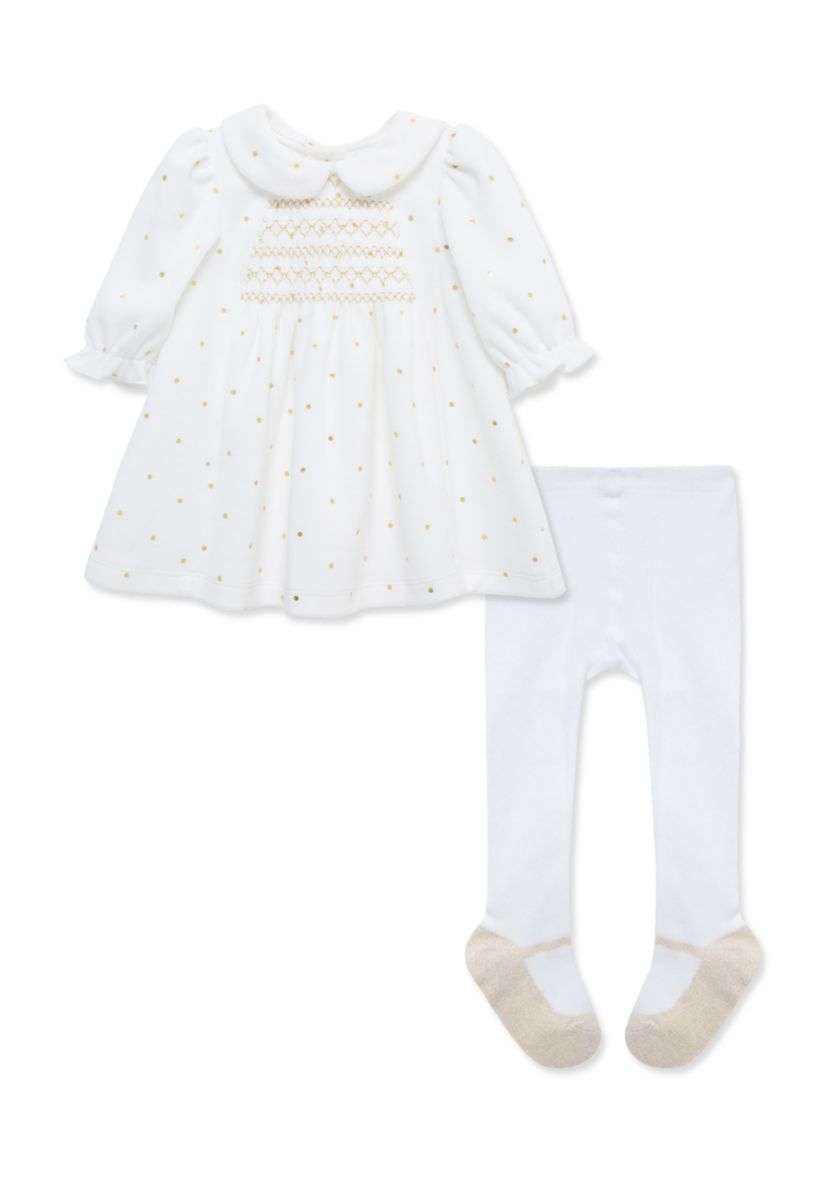 Baby Girls Smocked Dots Dress Set