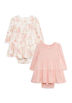 Little Me Baby Girls Fabulous Floral Dress Set - Pack of 2, Pink, 9 Months