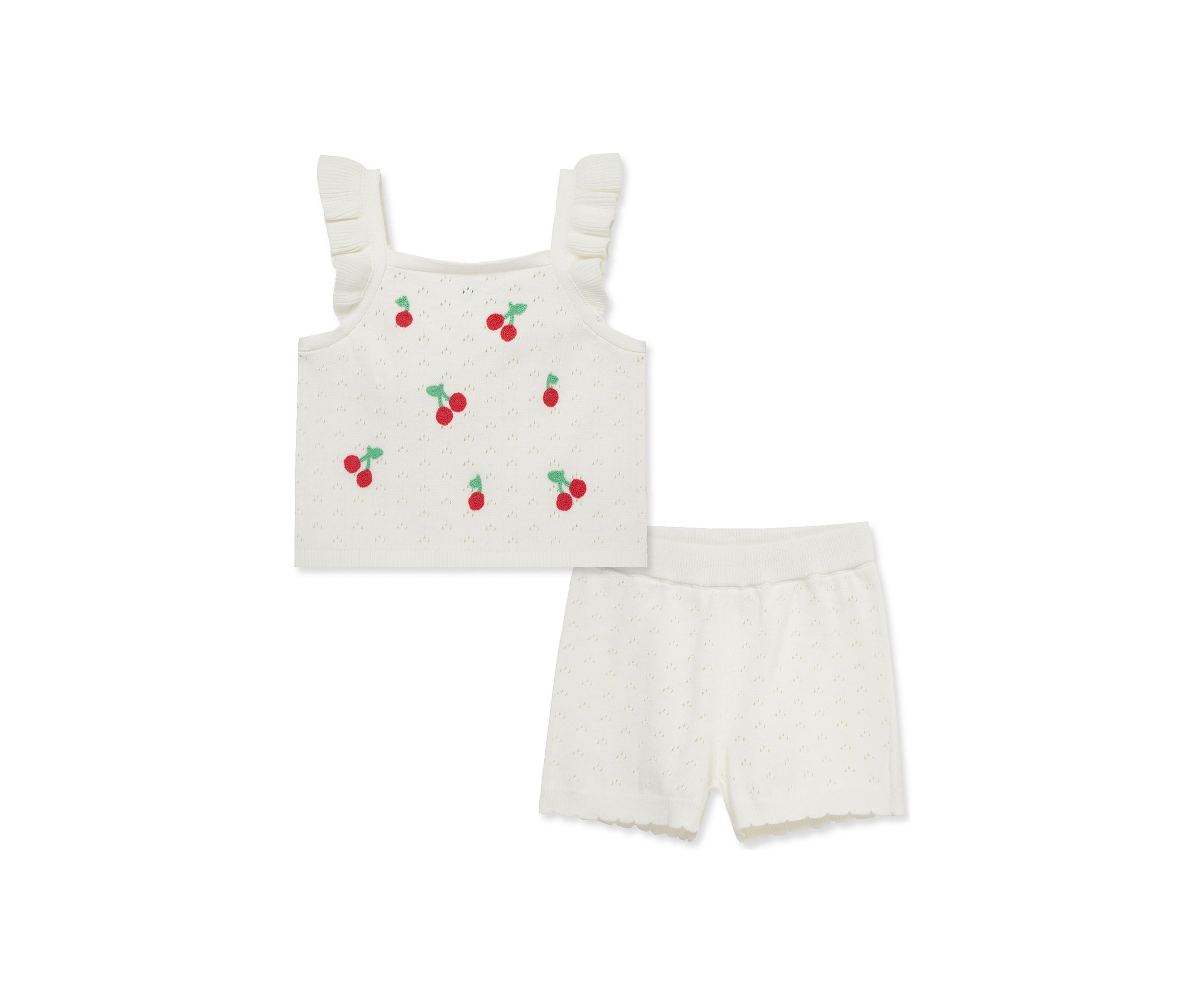 Baby Girls Cherry Pointelle Knit Set