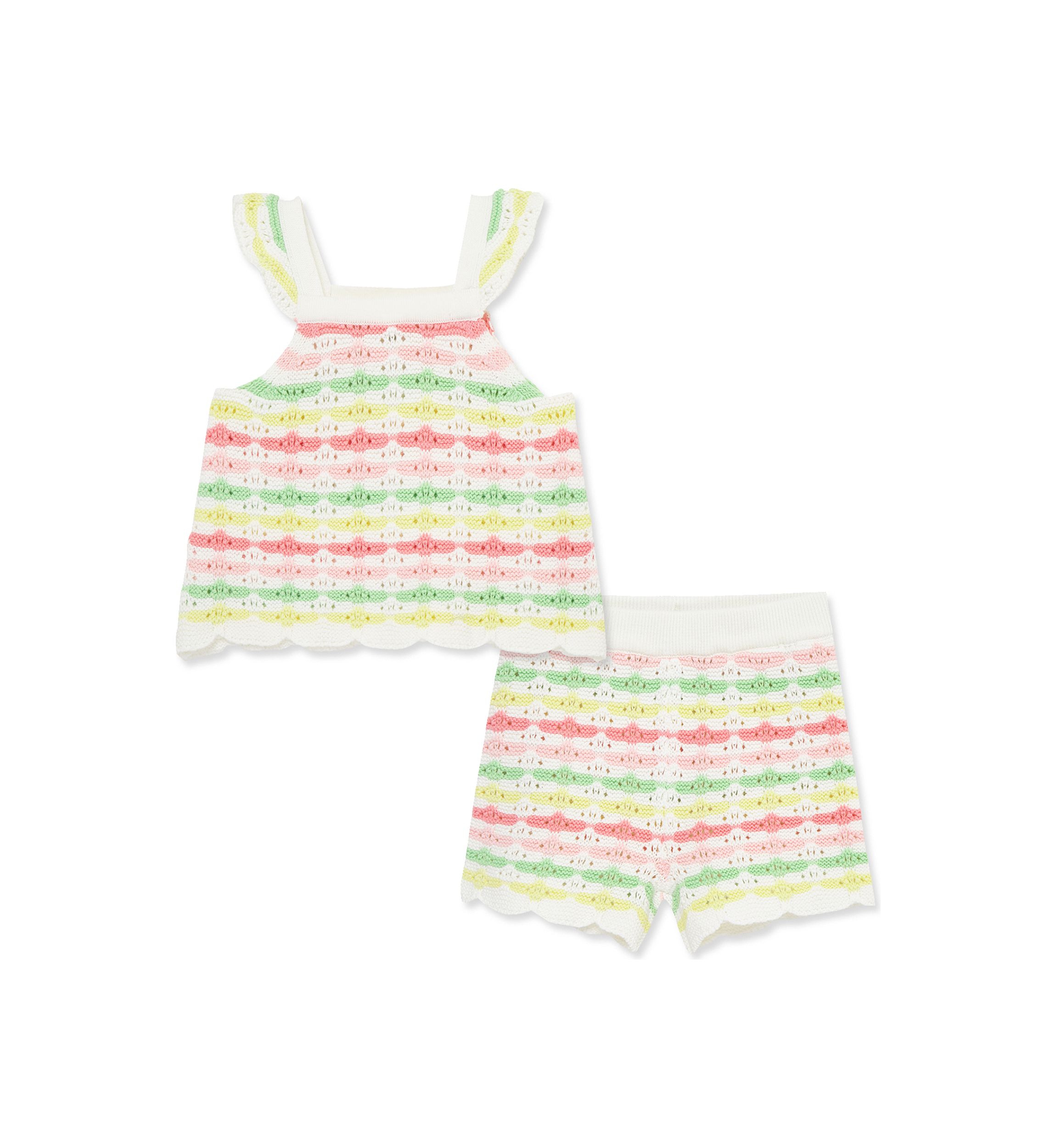 Baby Girls Rainbow Pointelle Knit Set