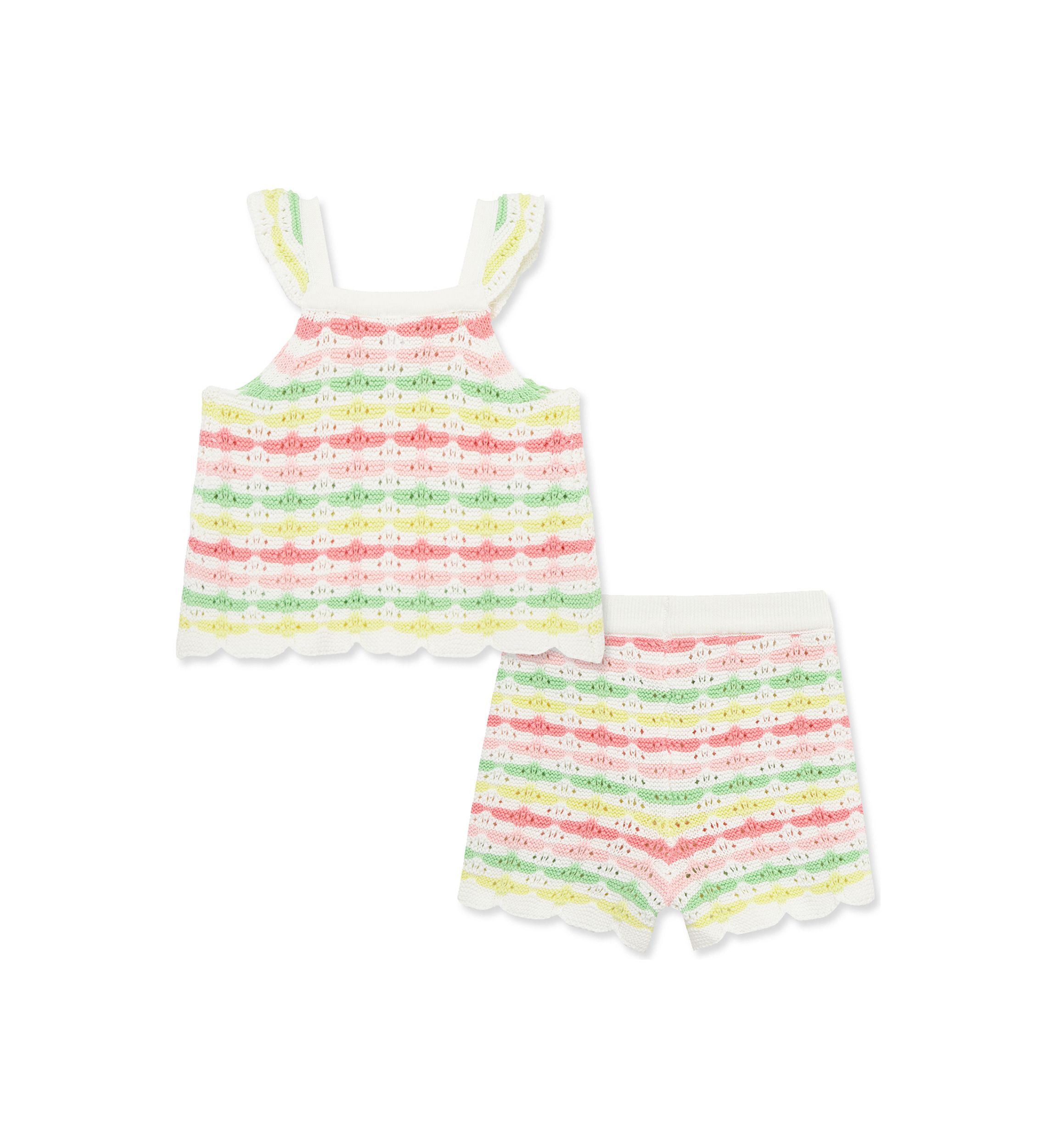 Baby Girls Rainbow Pointelle Knit Set