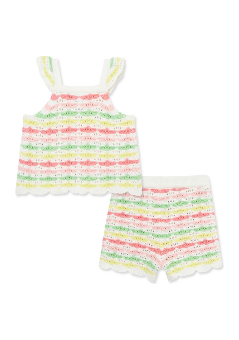 Baby Girls Rainbow Pointelle Knit Set