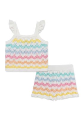 Little Me Baby Girls Wavy Pointelle Knit Set