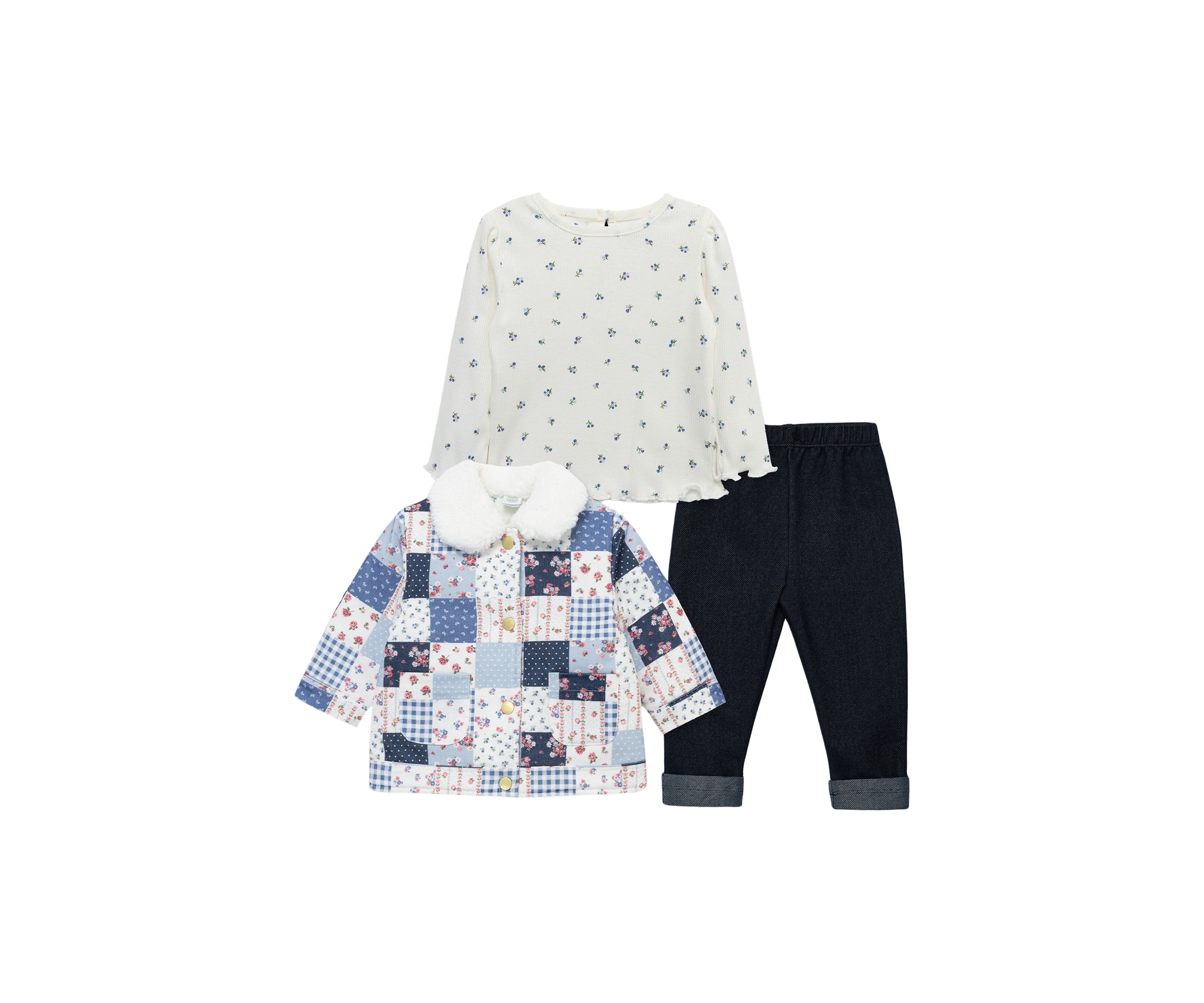 Baby Girls Patchwork 3 Piece Jacket Set