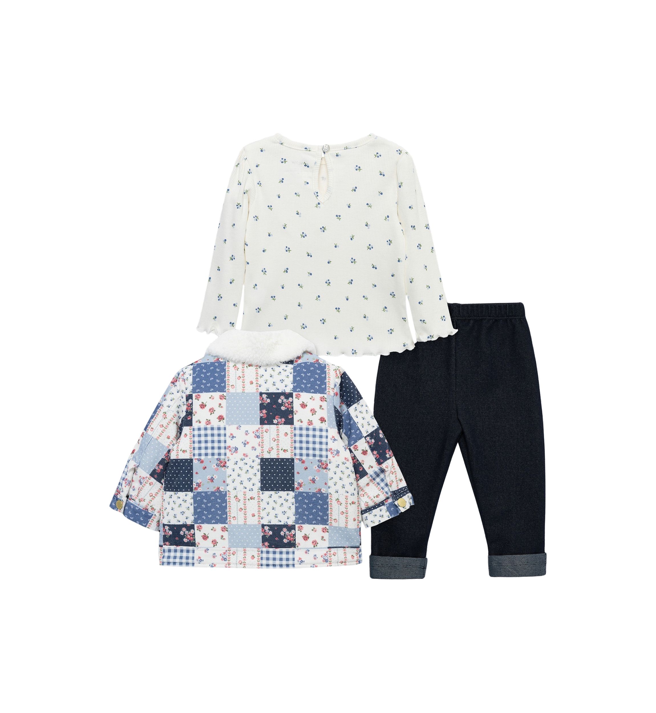Baby Girls Patchwork 3 Piece Jacket Set