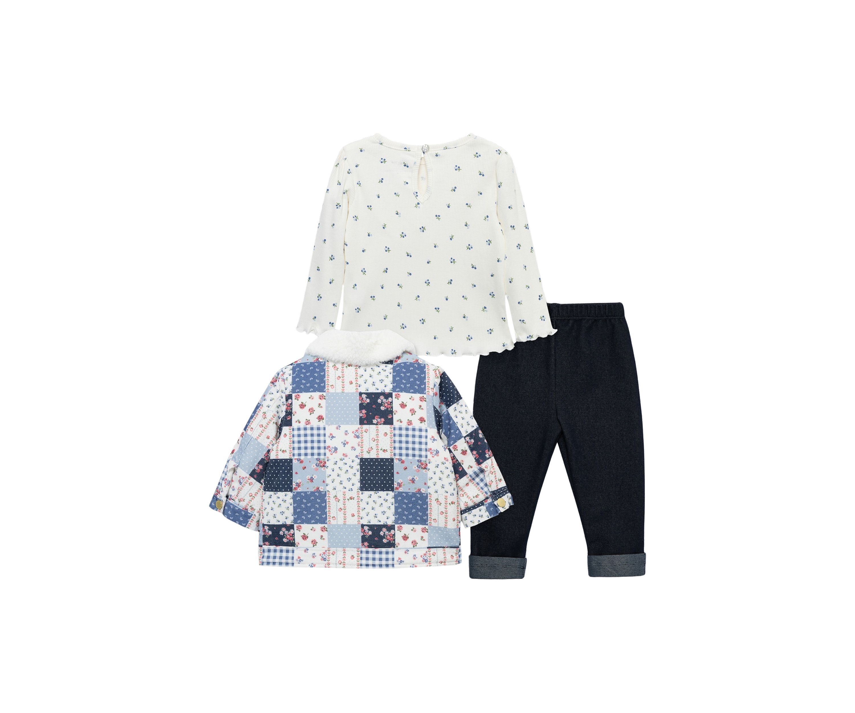 Baby Girls Patchwork 3 Piece Jacket Set