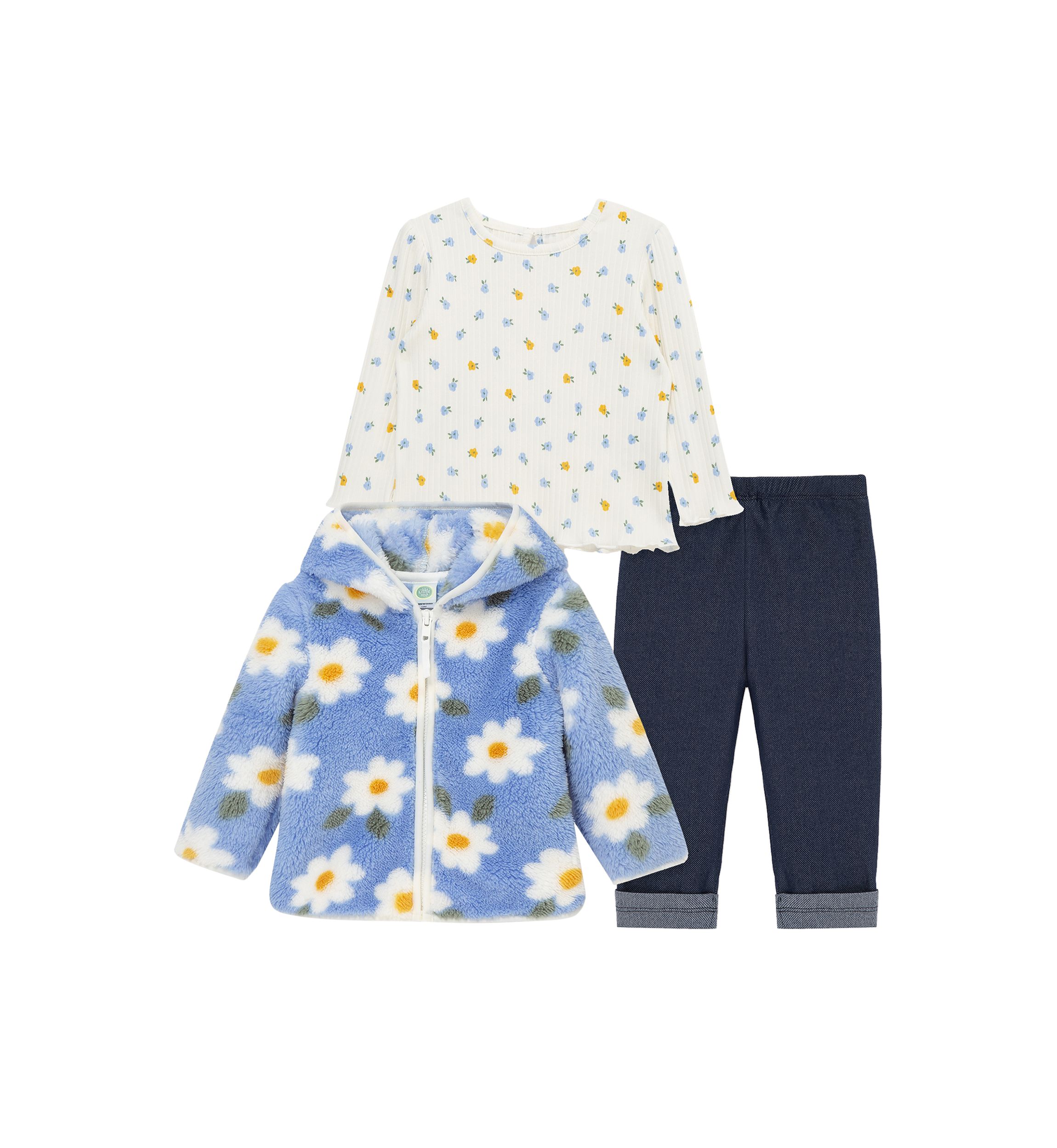 Baby Girls Floral 3 Piece Sherpa Set