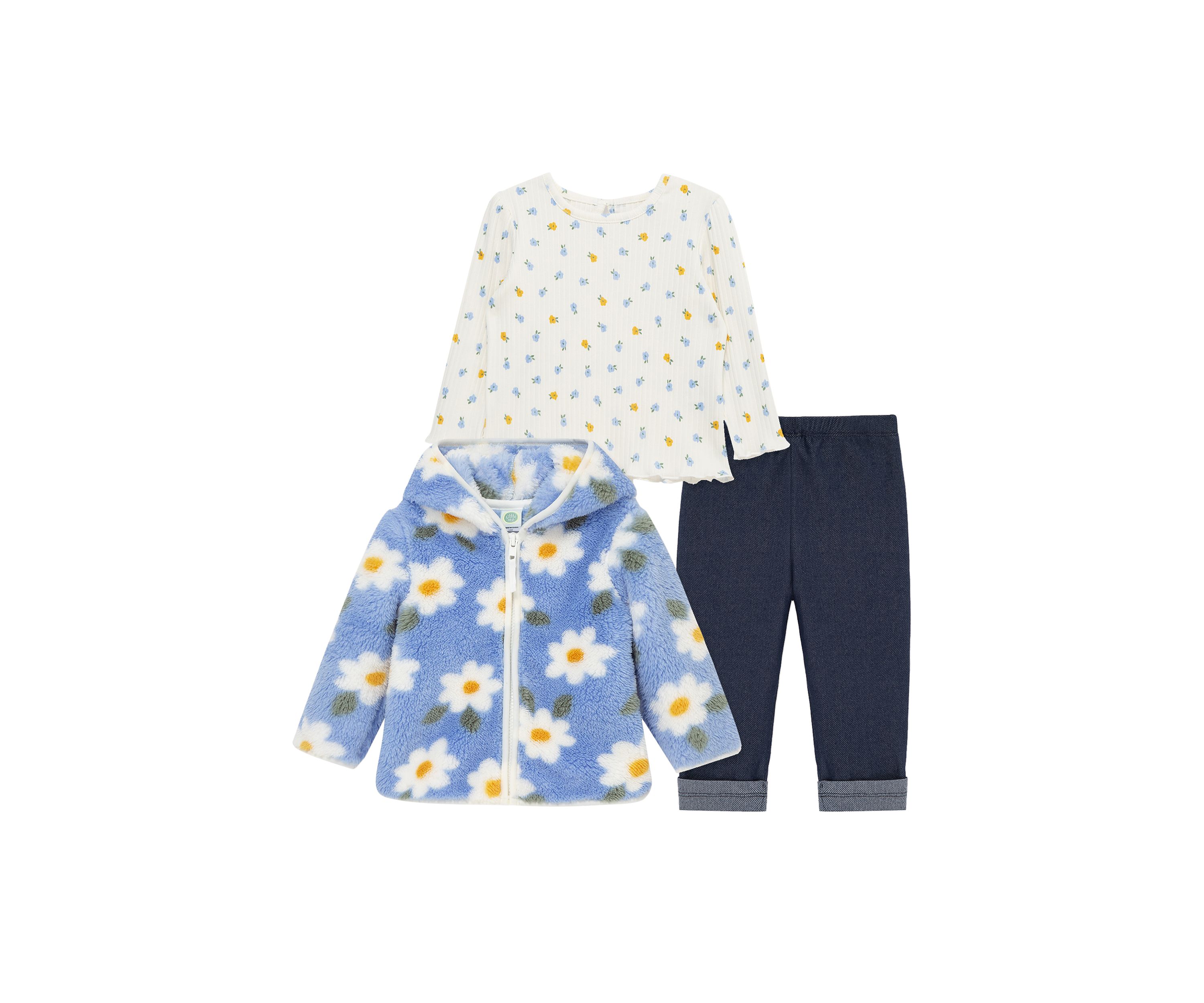 Baby Girls Floral 3 Piece Sherpa Set