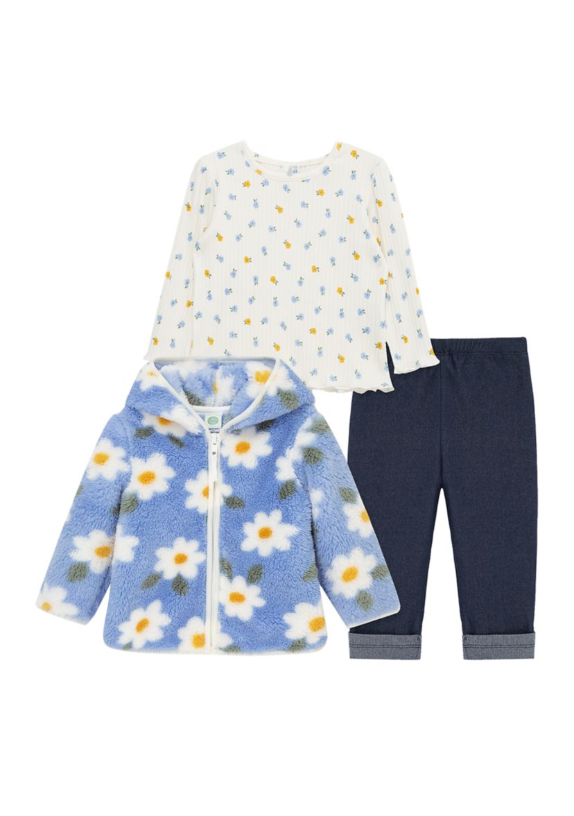 Baby Girls Floral 3 Piece Sherpa Set