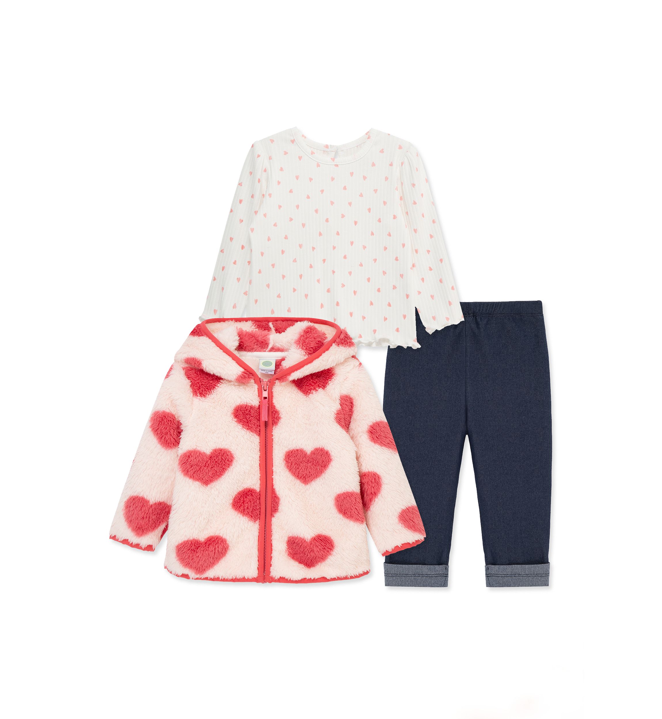 Baby Girls Heart 3 Piece Sherpa Set