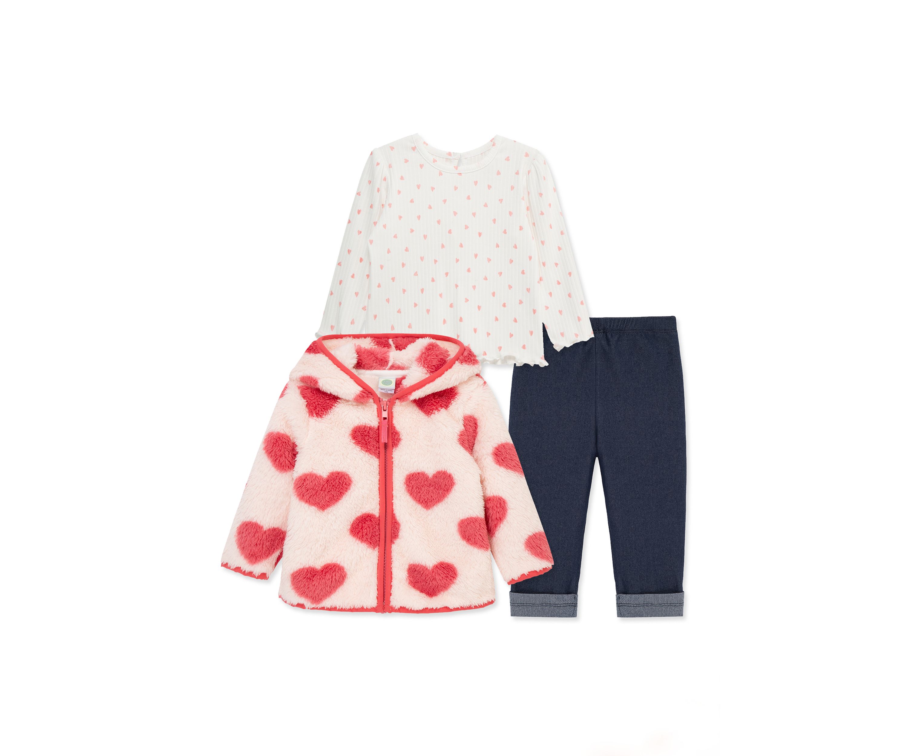 Baby Girls Heart 3 Piece Sherpa Set
