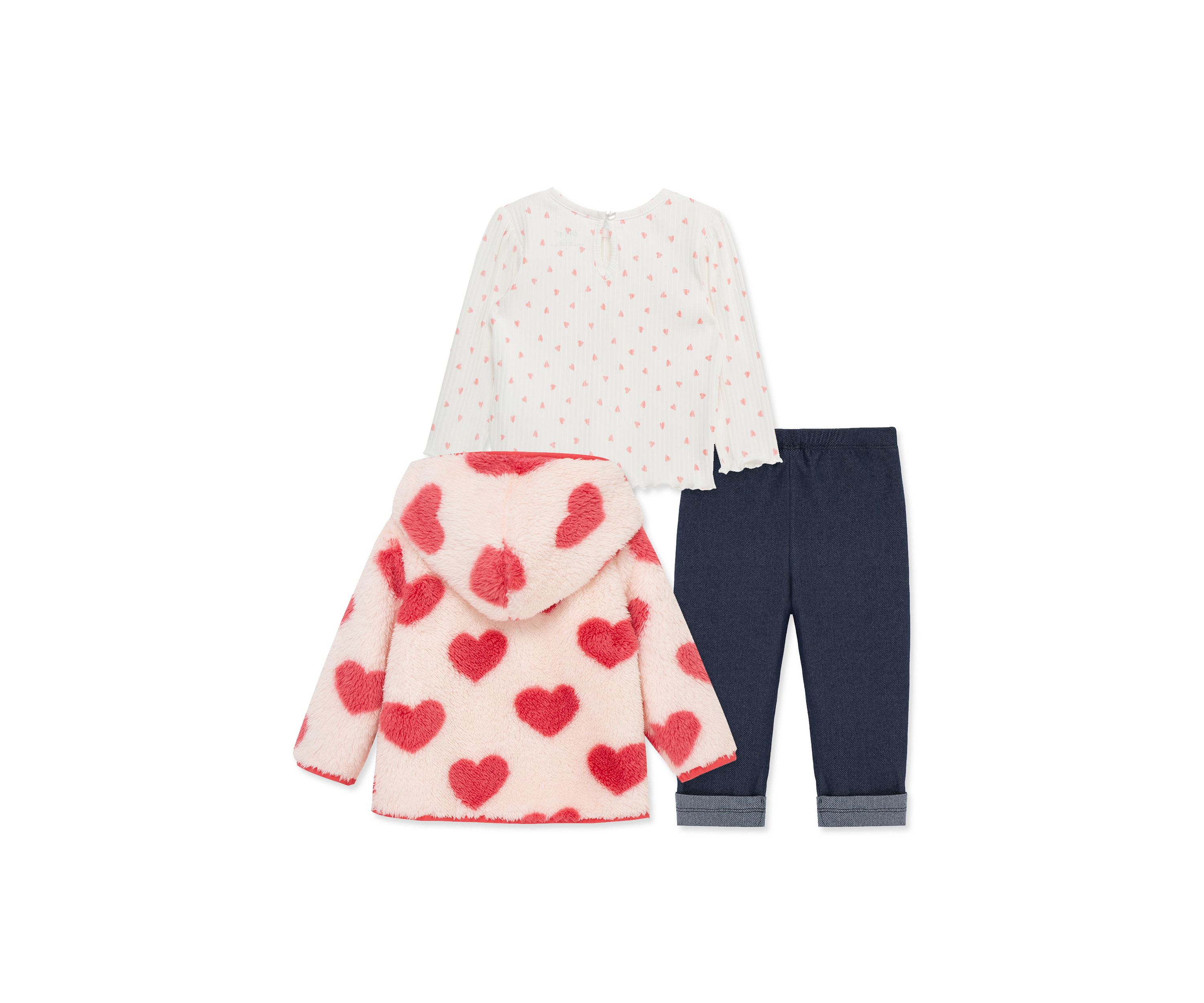 Baby Girls Heart 3 Piece Sherpa Set