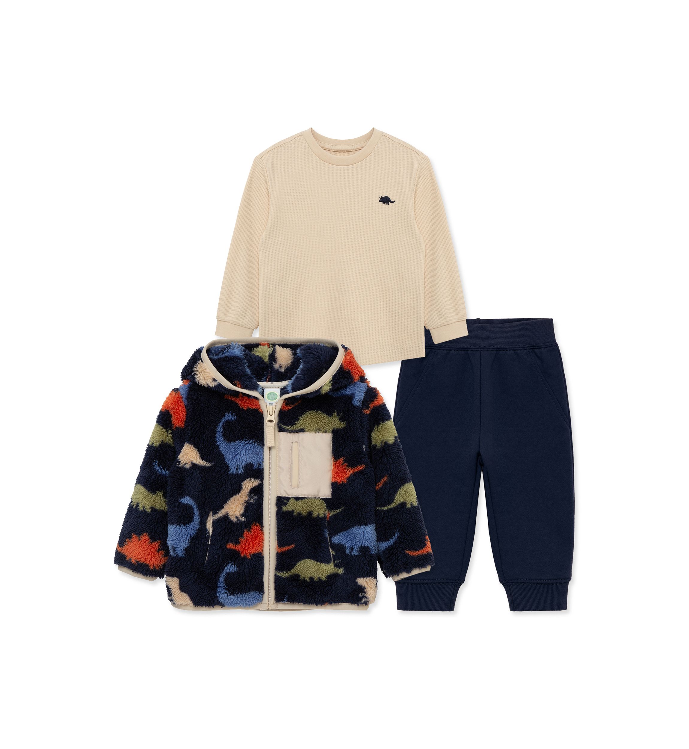 Baby Boys Dinosaur Three Piece Sherpa Set