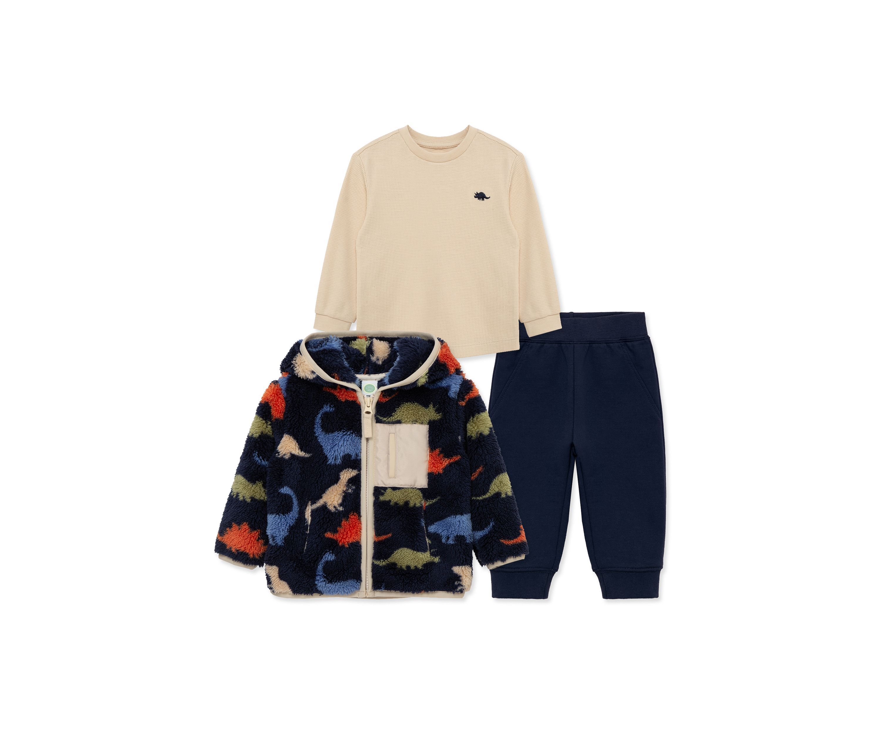 Baby Boys Dinosaur Three Piece Sherpa Set
