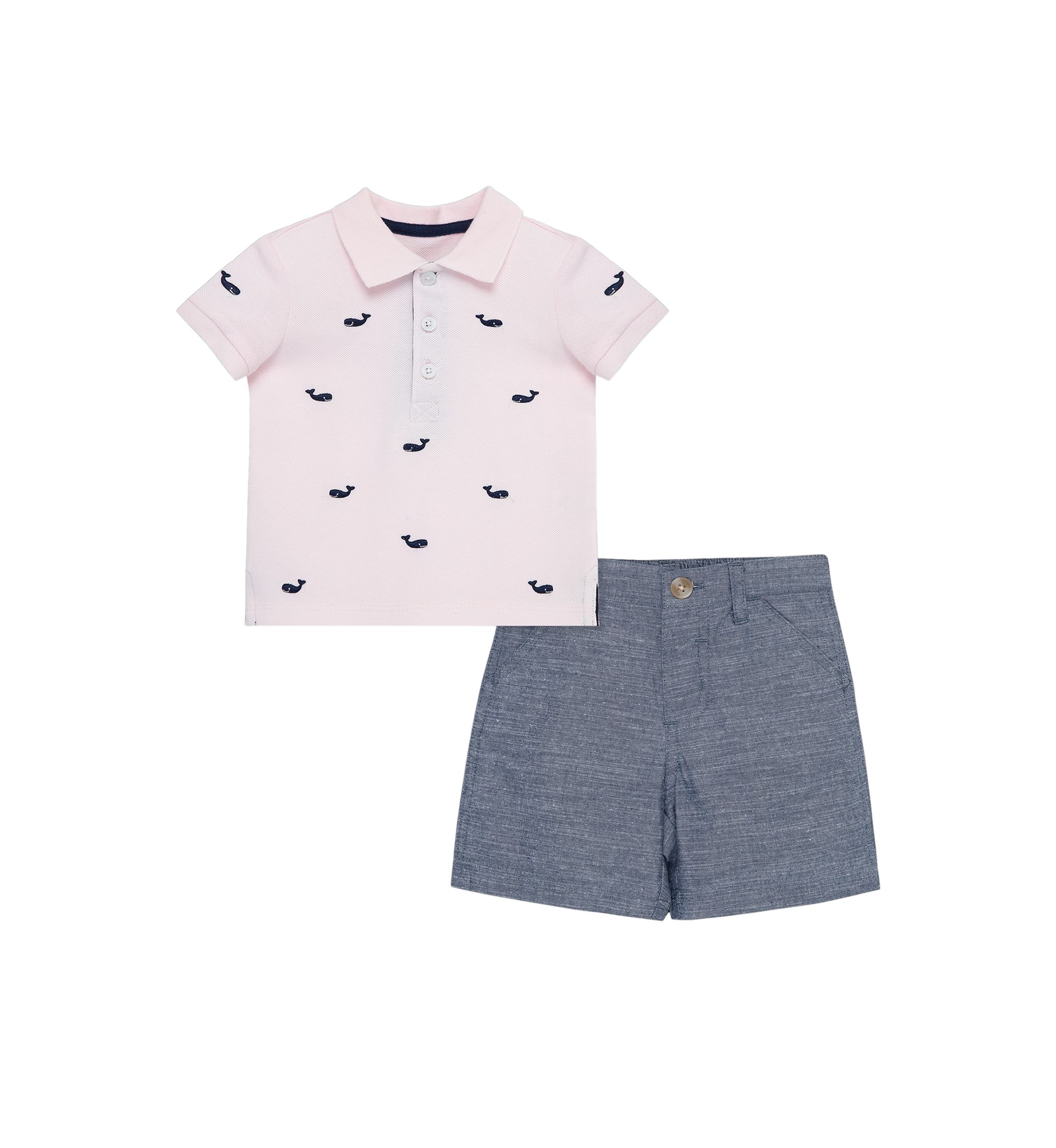 Baby Boys Whale Polo Shorts Set