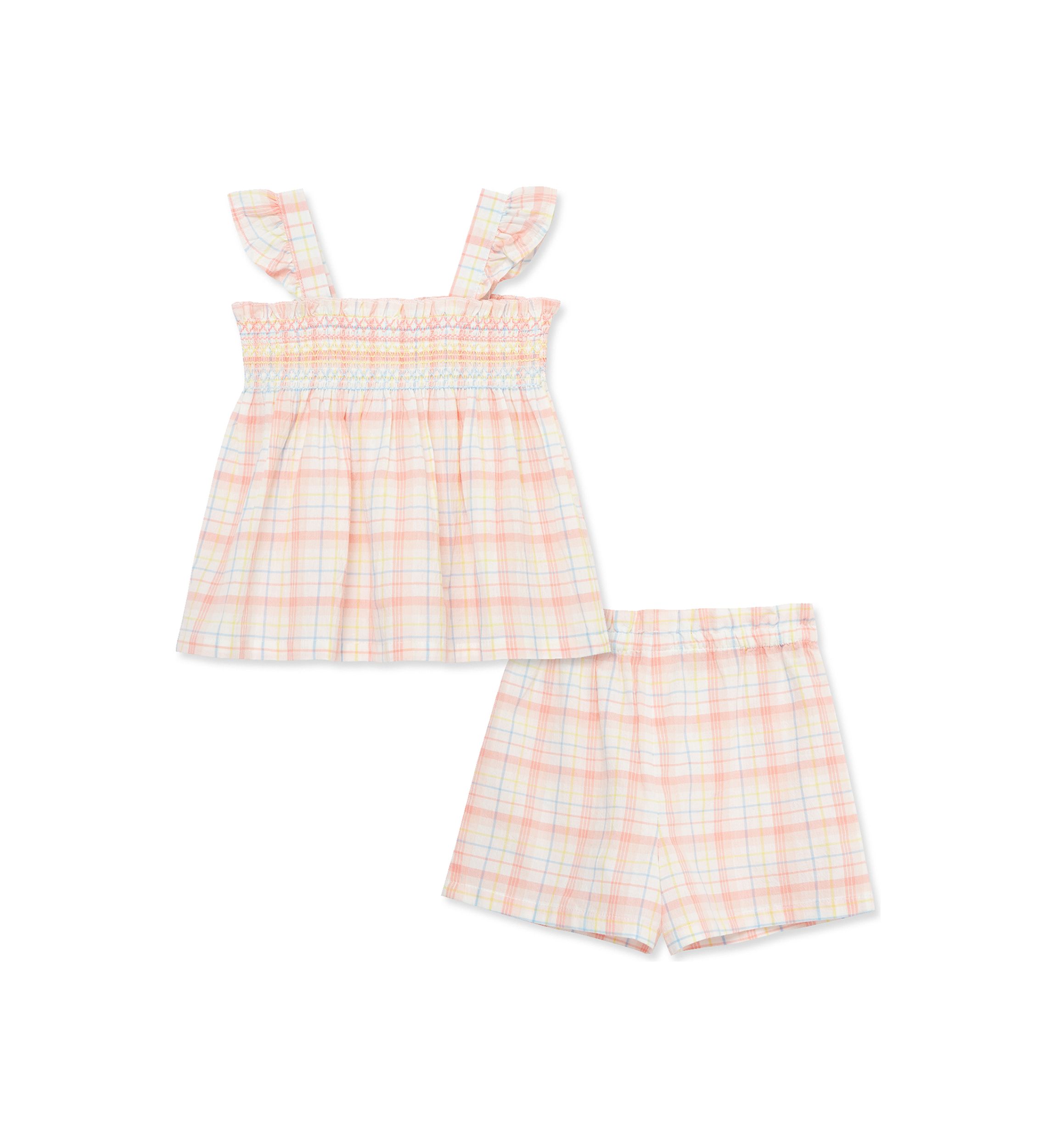 Baby Girls Plaid Woven Play Set