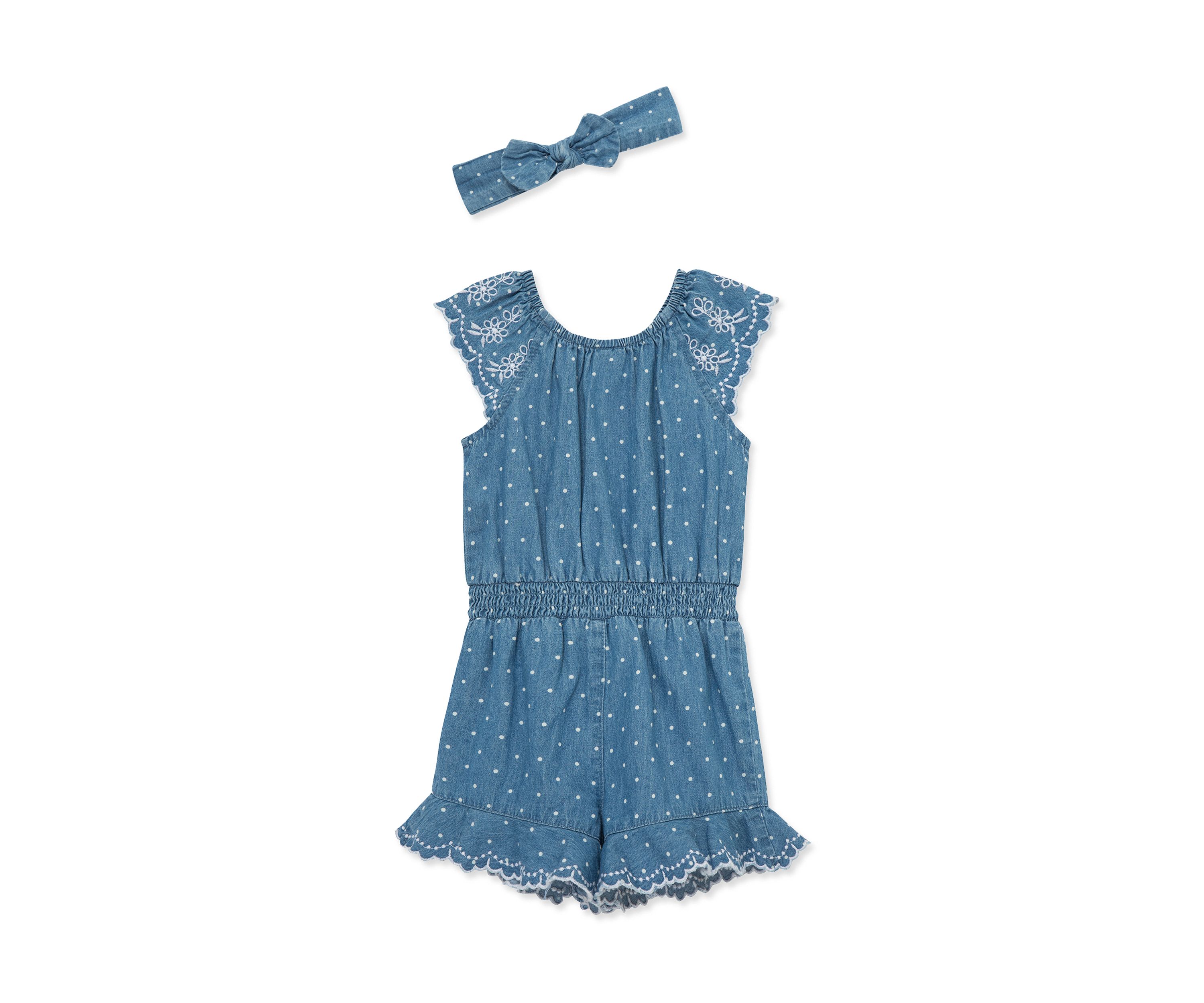Baby Girls Chambray Woven Romper