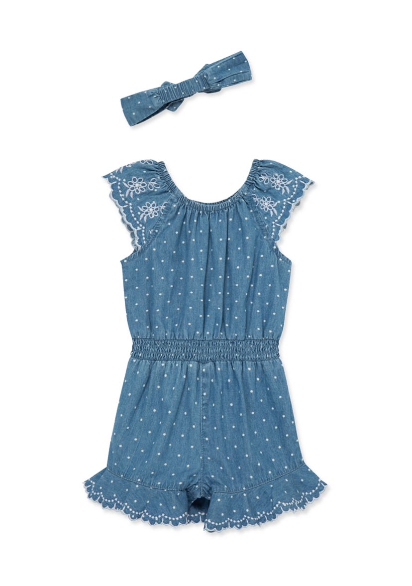 Baby Girls Chambray Woven Romper