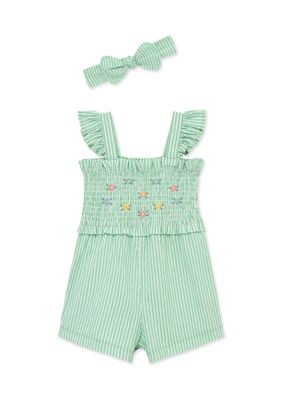 Little Me Baby Girls Romper Headband Set