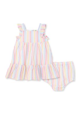 Little Me Baby Girls Rainbow Stripe Sundress with Panty | belk