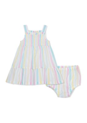 Little Me Baby Girls Multi Stripe Sundress with Bloomer | belk