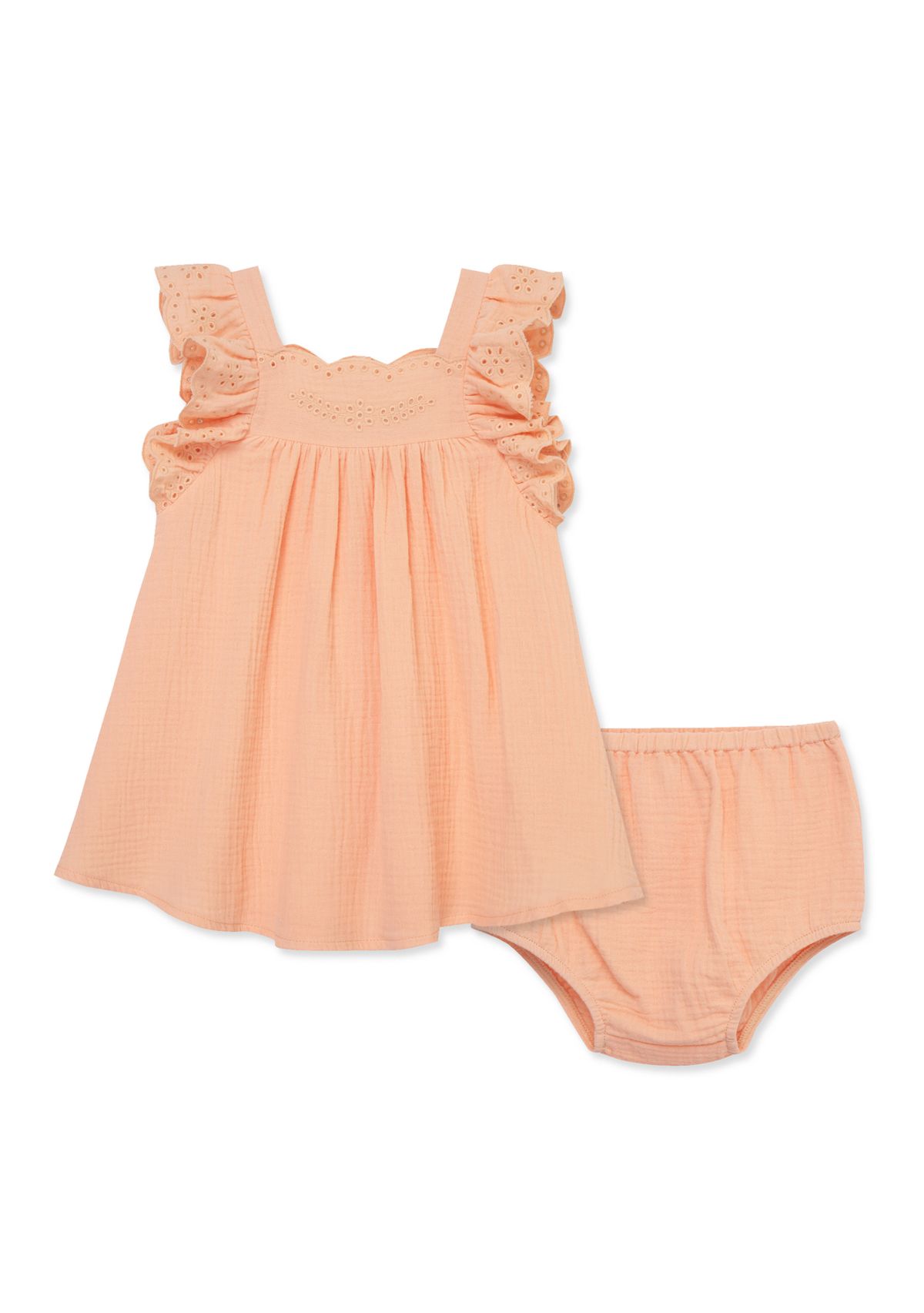Baby Girls Peach Sundress with Diaper Cover