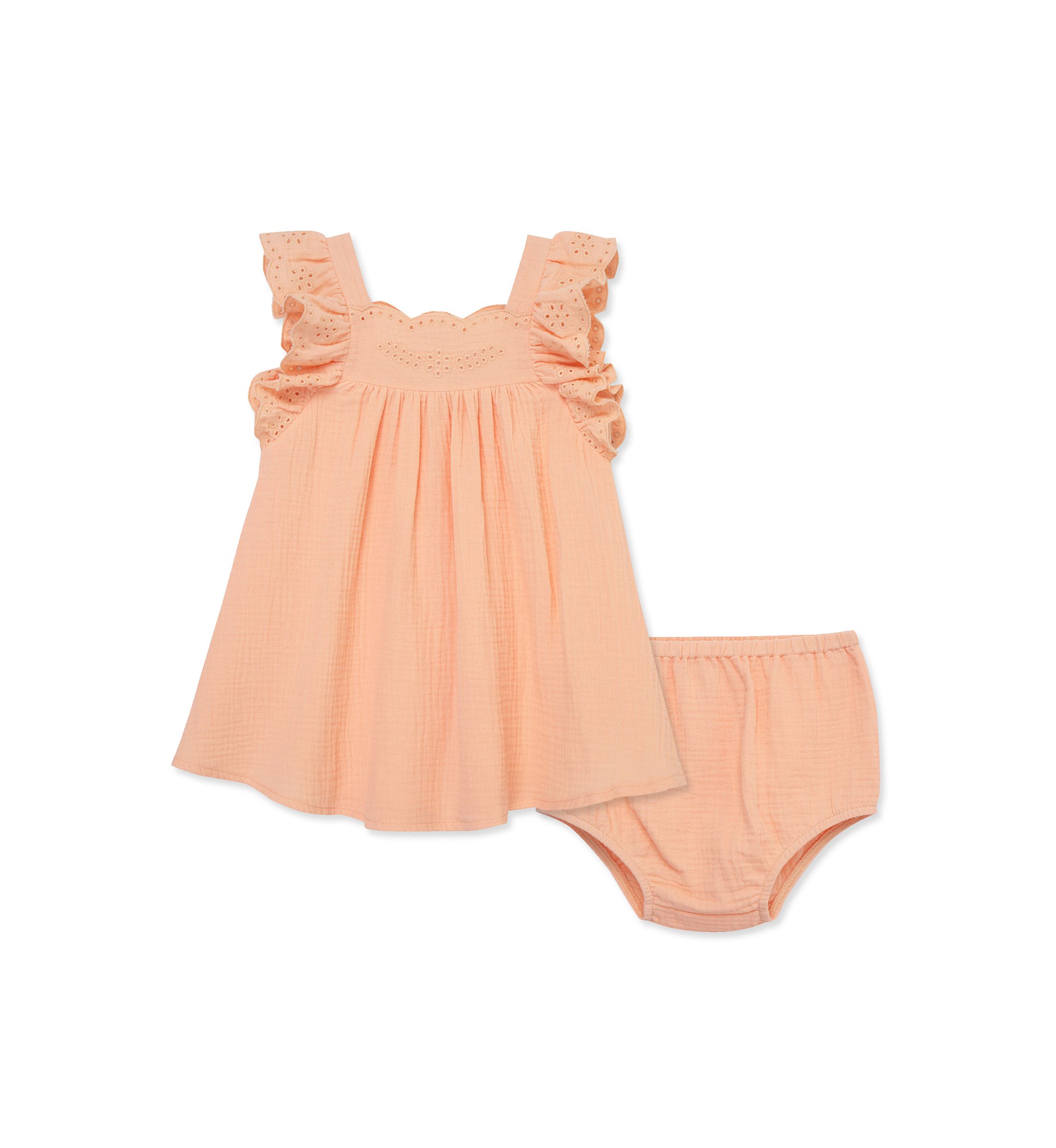 Baby Girls Peach Sundress with Diaper Cover