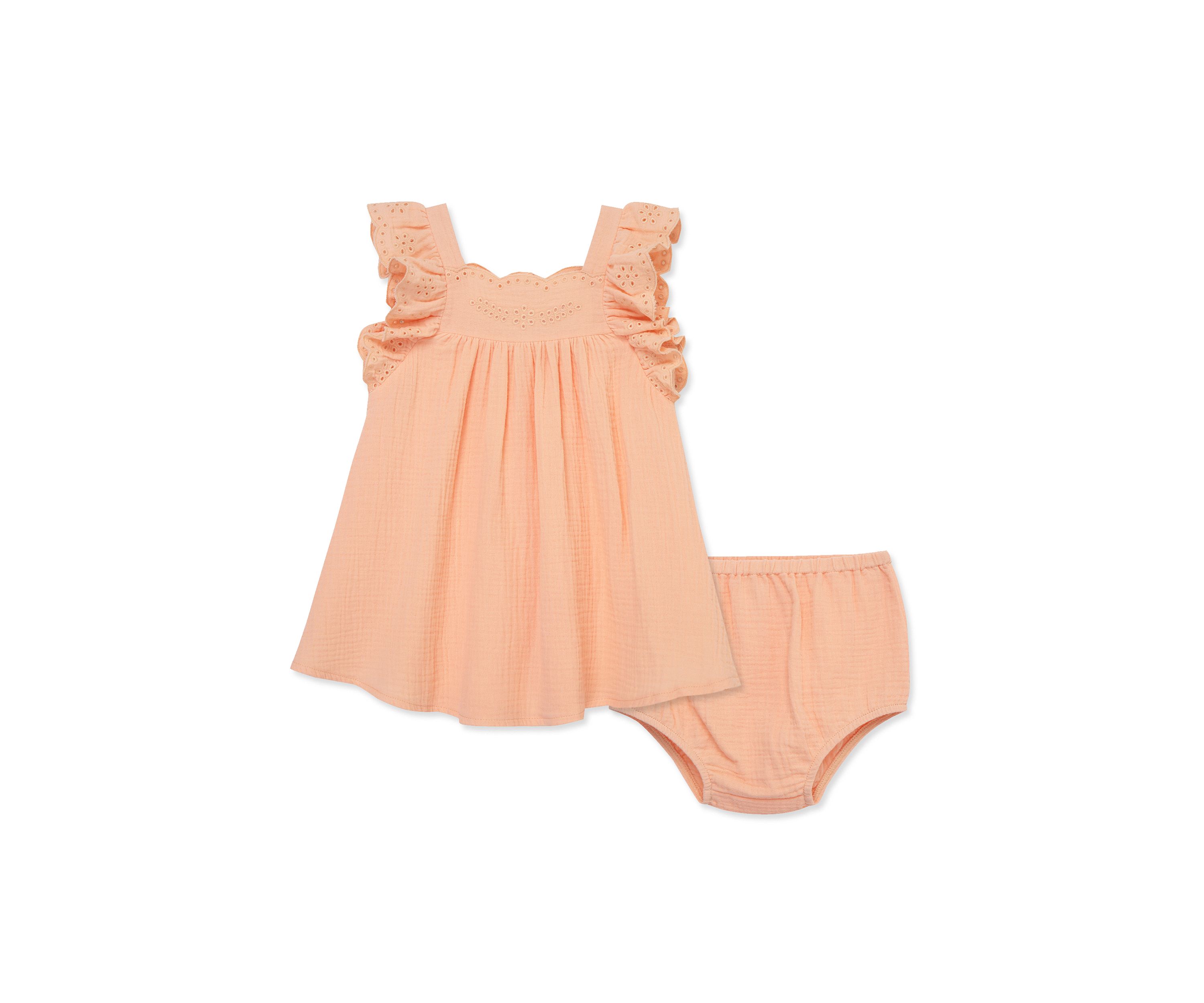 Baby Girls Peach Sundress with Diaper Cover